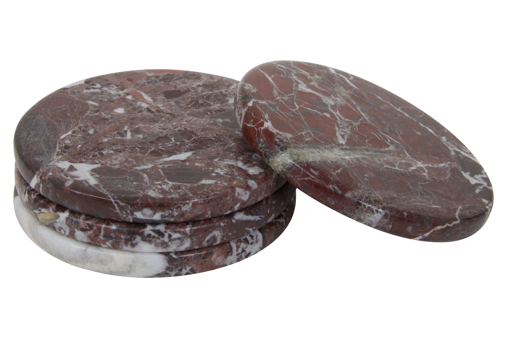 Set of 4 Toluca Red Marble Round Coasters