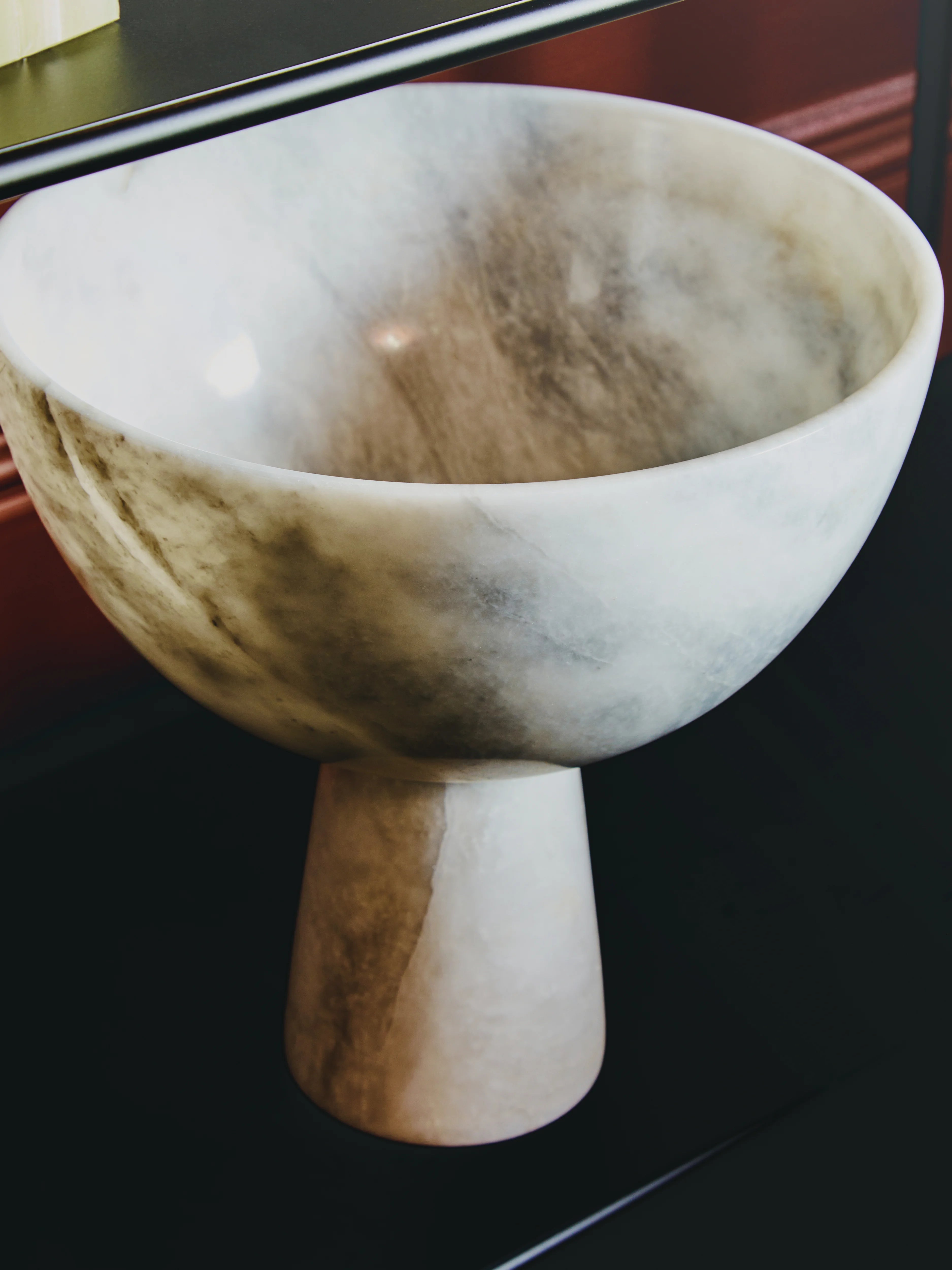 Toluca White Marble Pedestal Bowl | Large
