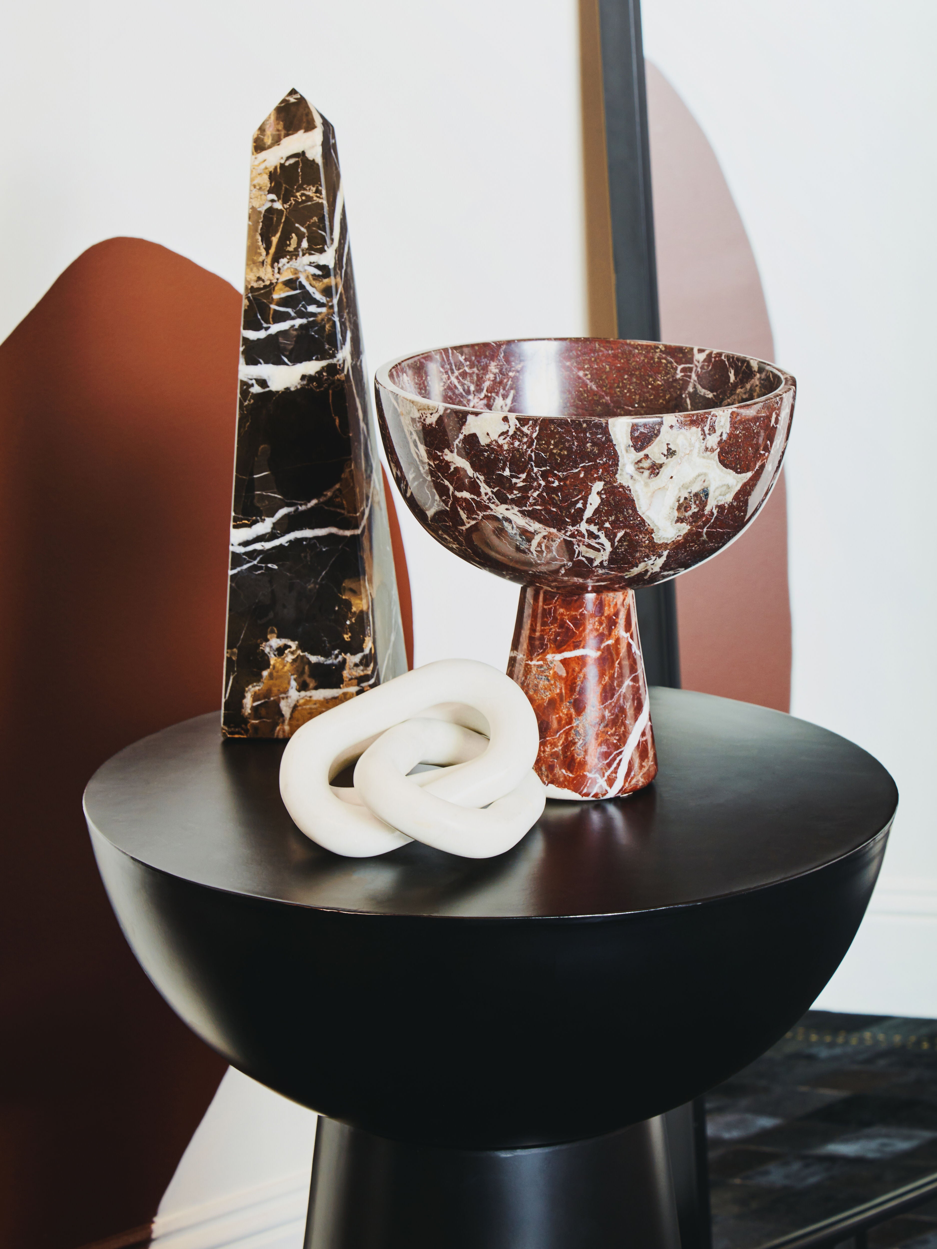 Toluca Red Marble Pedestal Bowl | Large