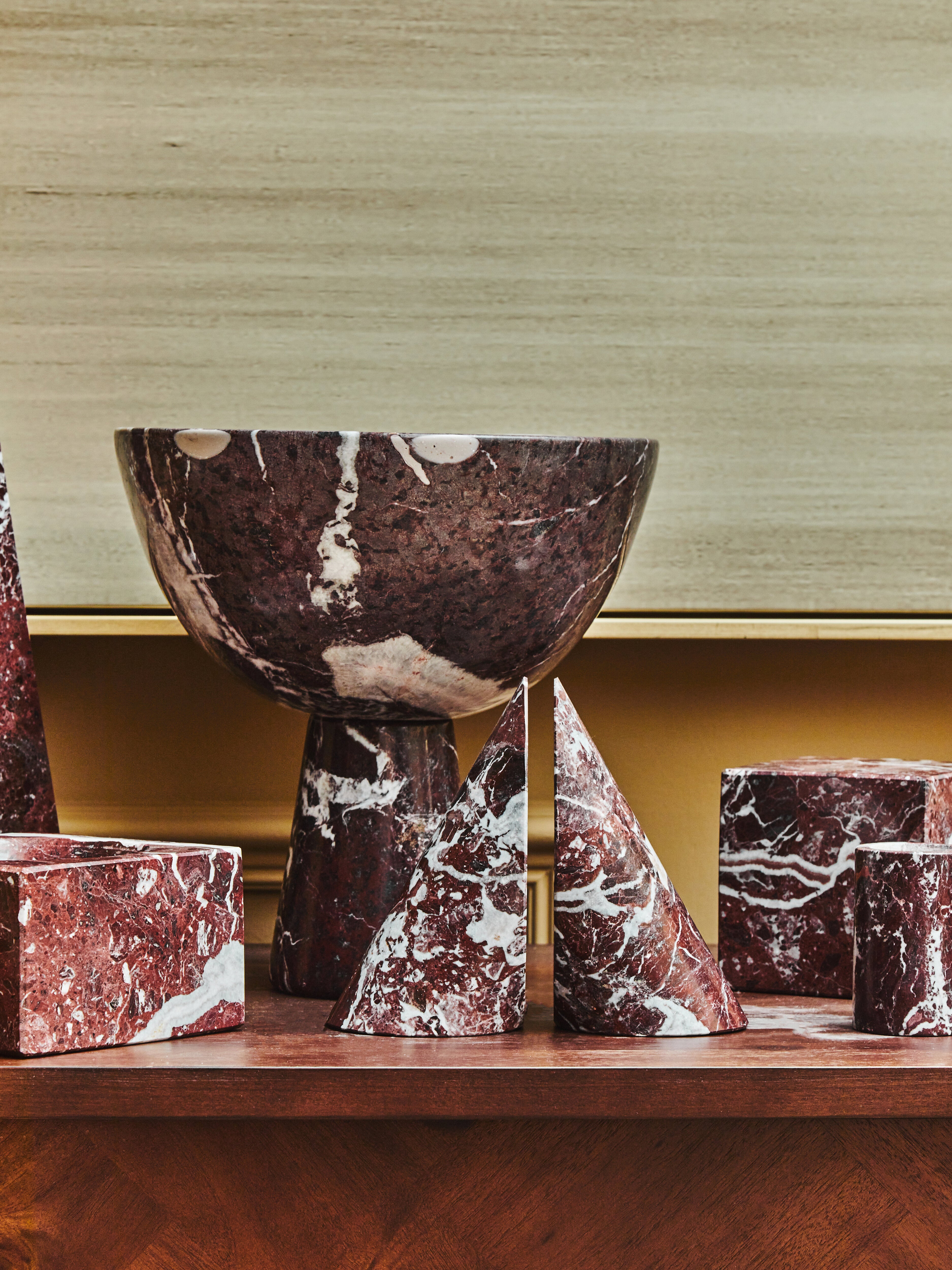 Toluca Red Marble Pedestal Bowl | Large