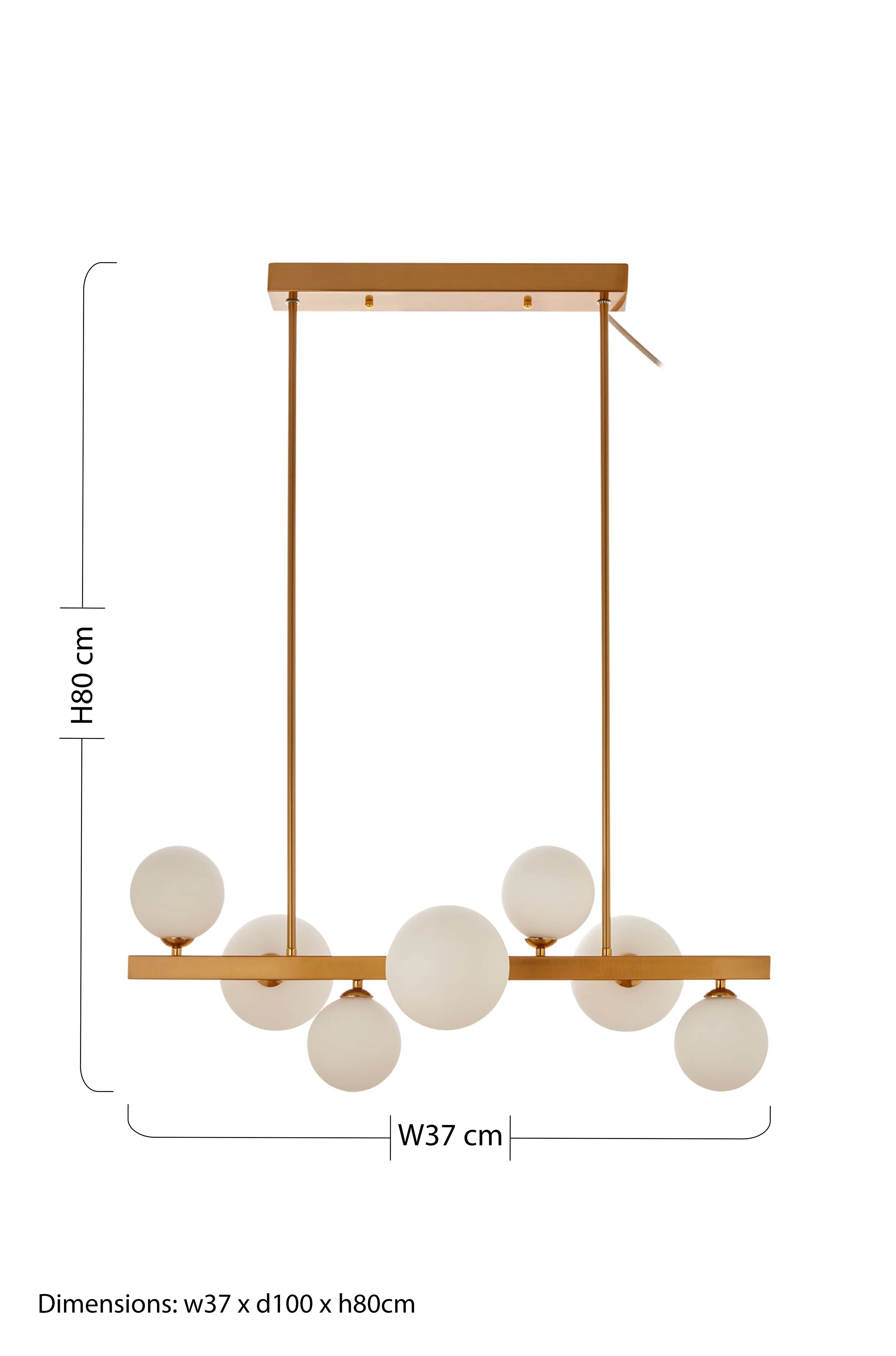 Venus White & Brass 7 Globe Pendant Light