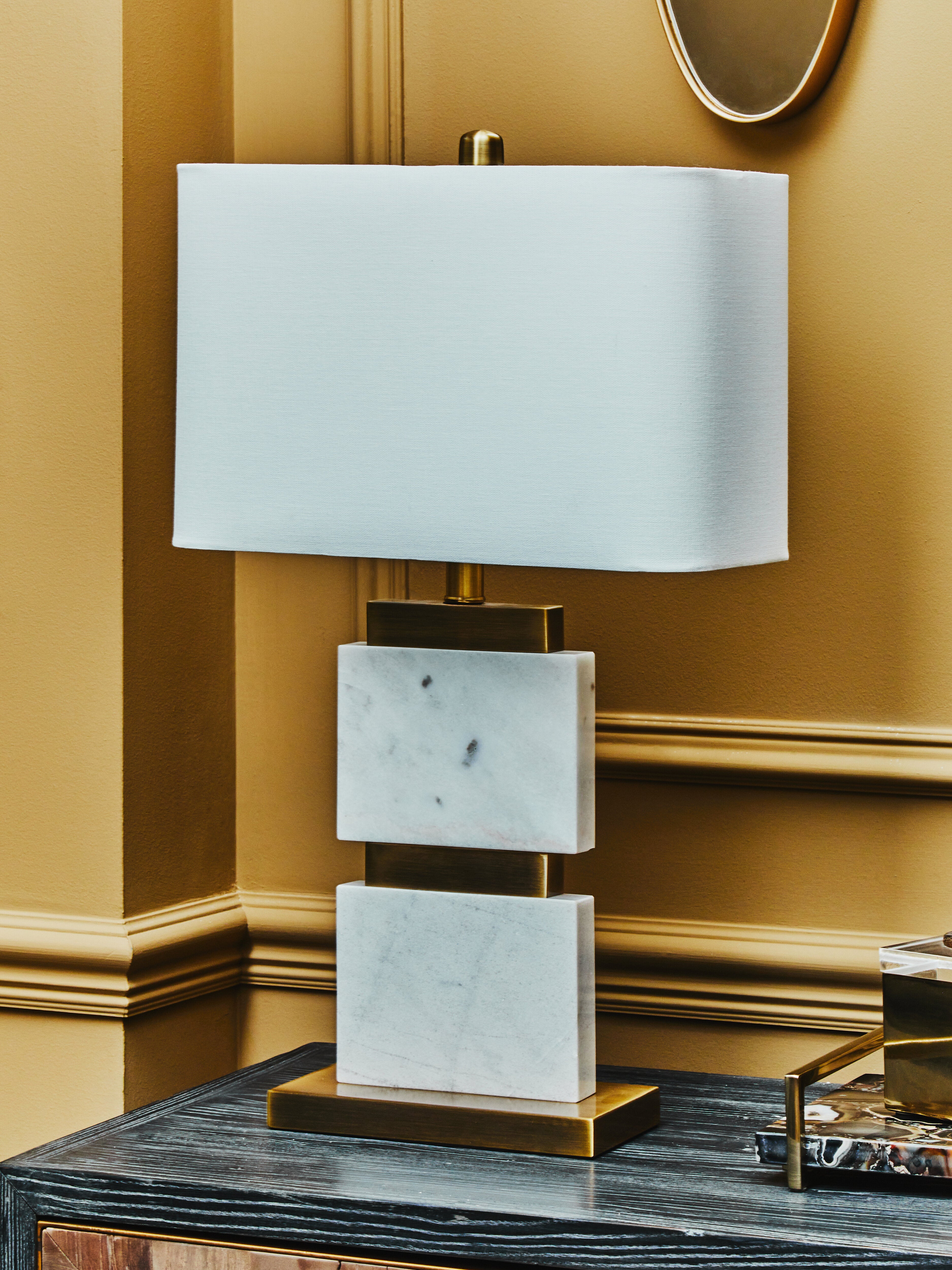 Loon White Marble & Gold Rectangle Table Lamp
