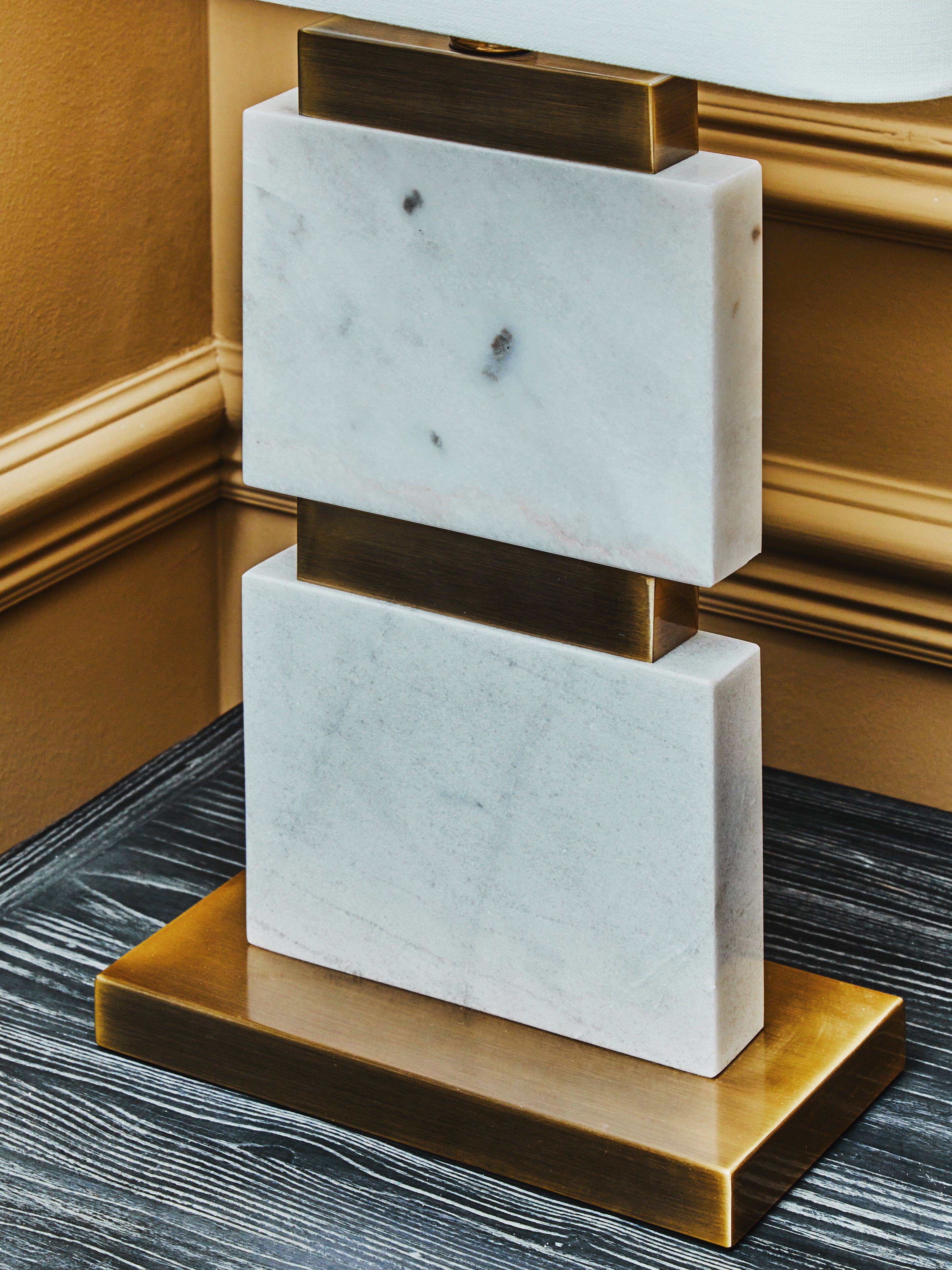 Loon White Marble & Gold Rectangle Table Lamp
