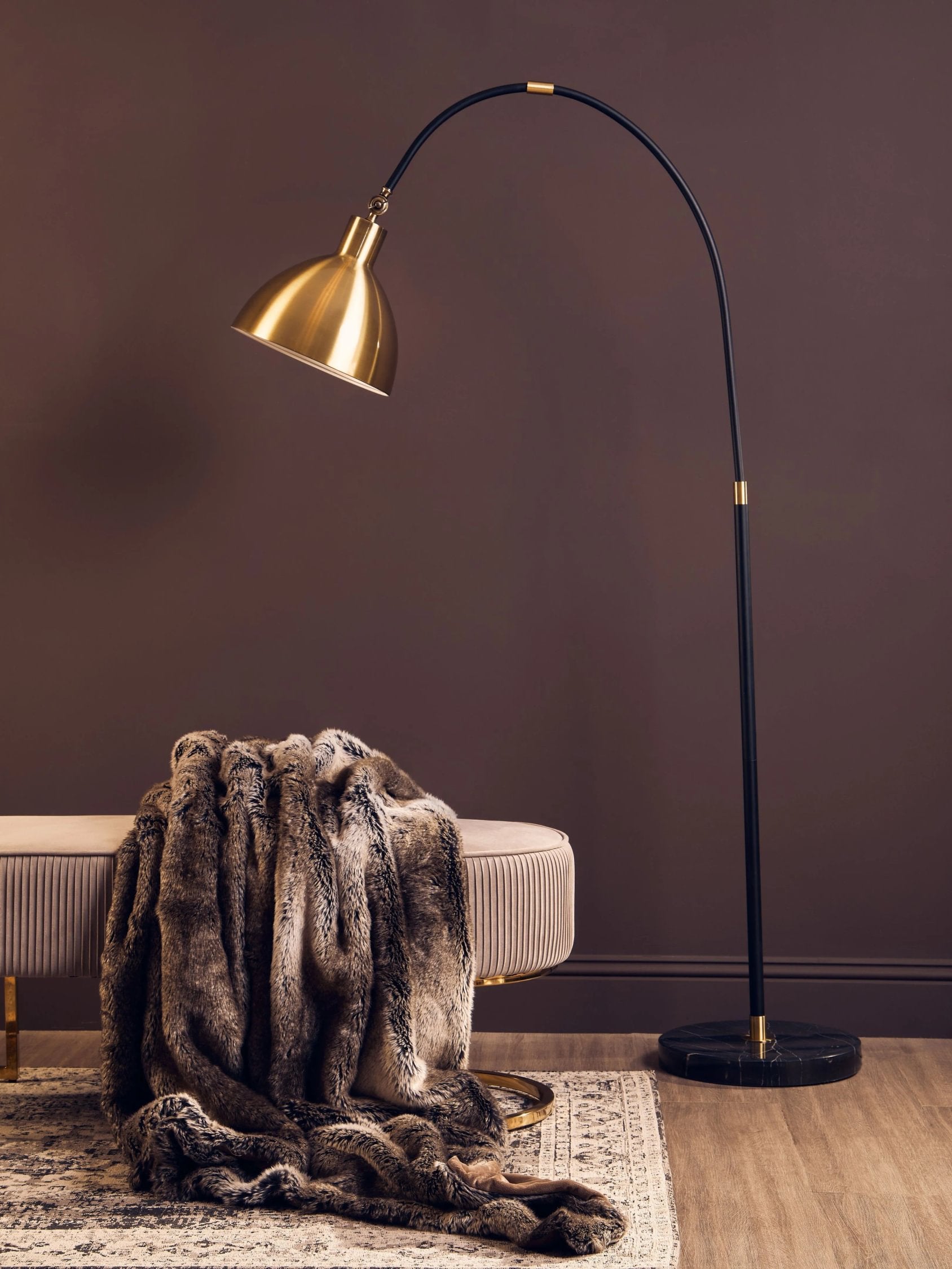Darwin Gold Finish & Black Metal Floor Lamp