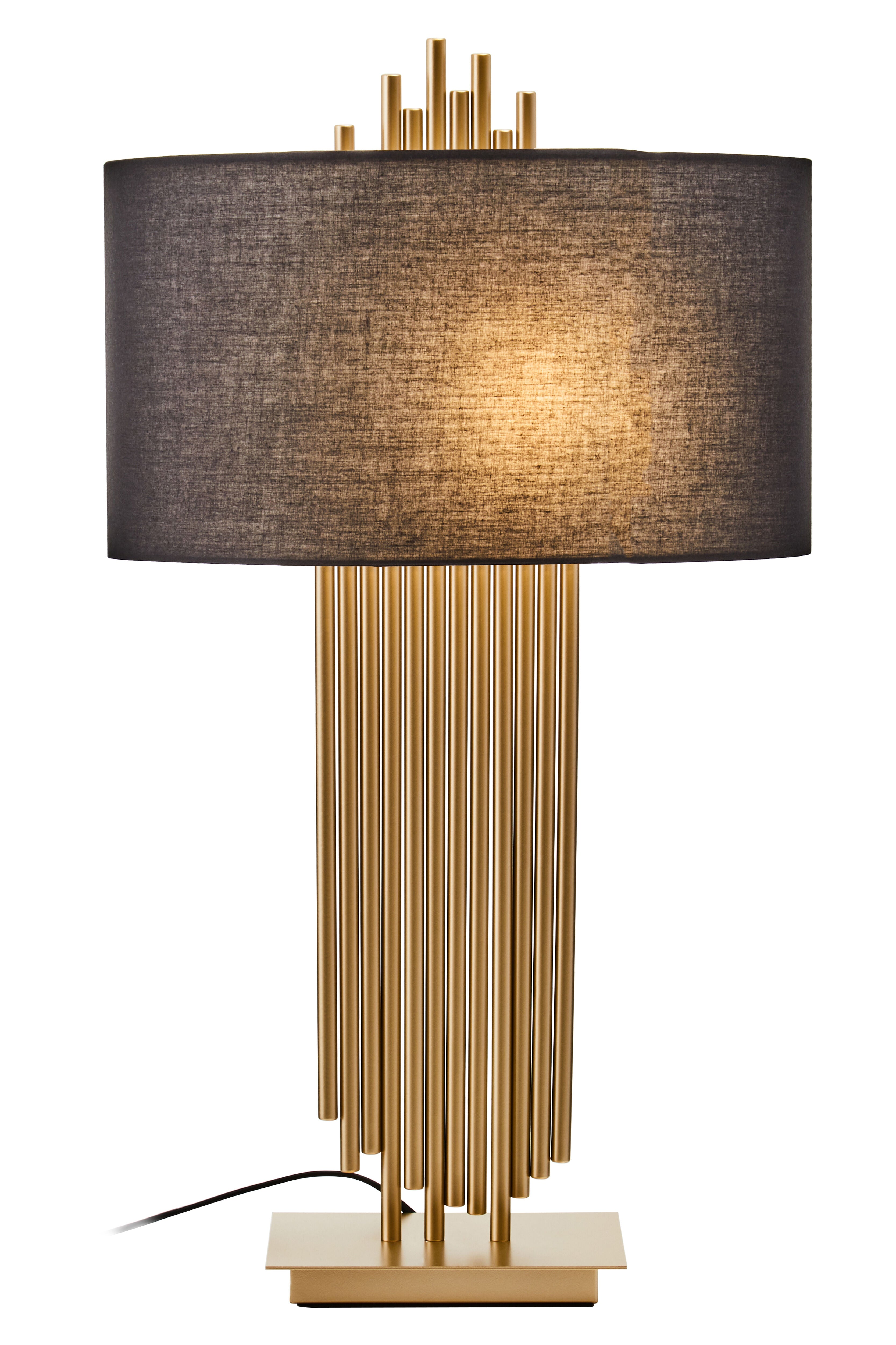 Gabelle Gold Rod & Black Linen Table Lamp