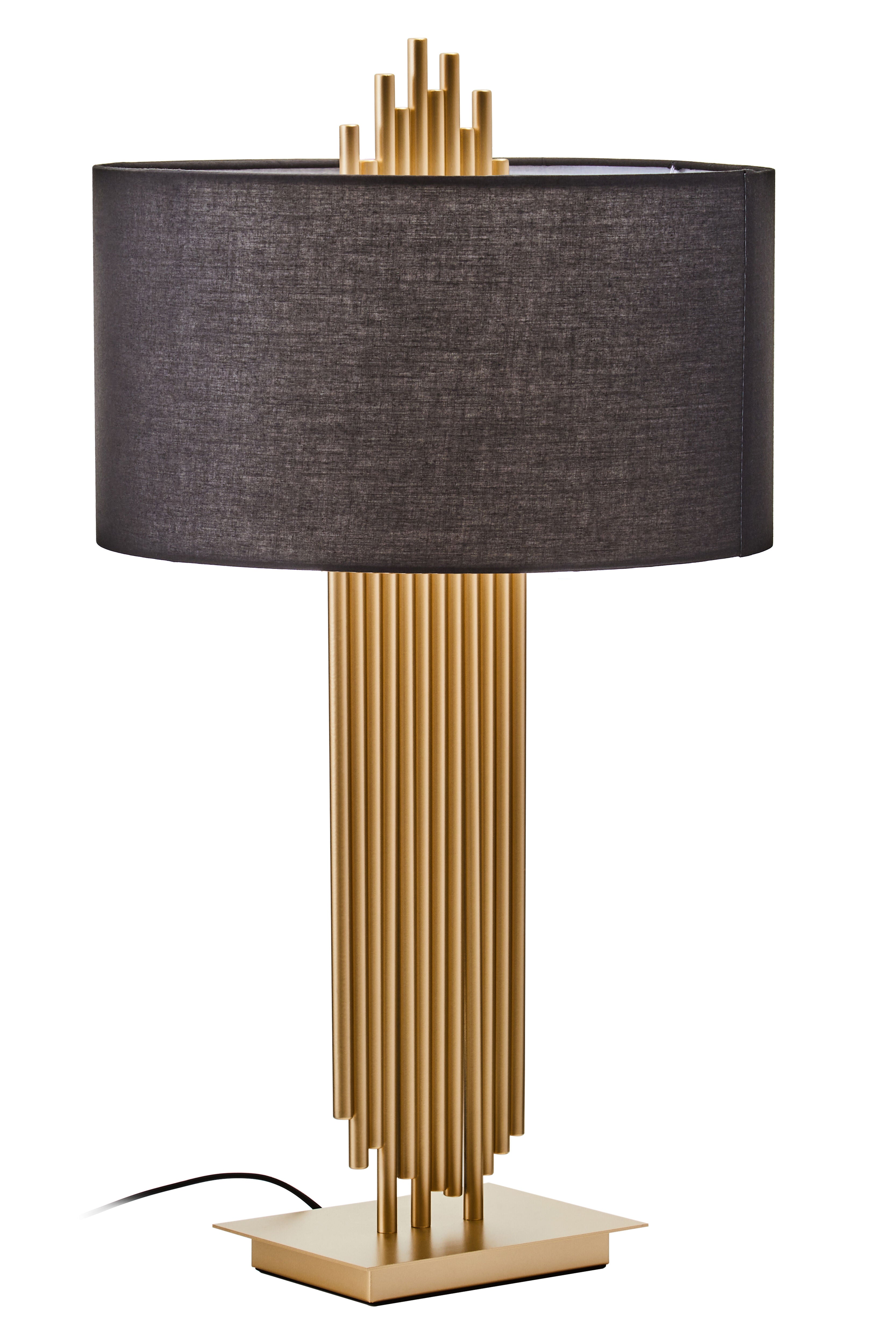 Gabelle Gold Rod & Black Linen Table Lamp
