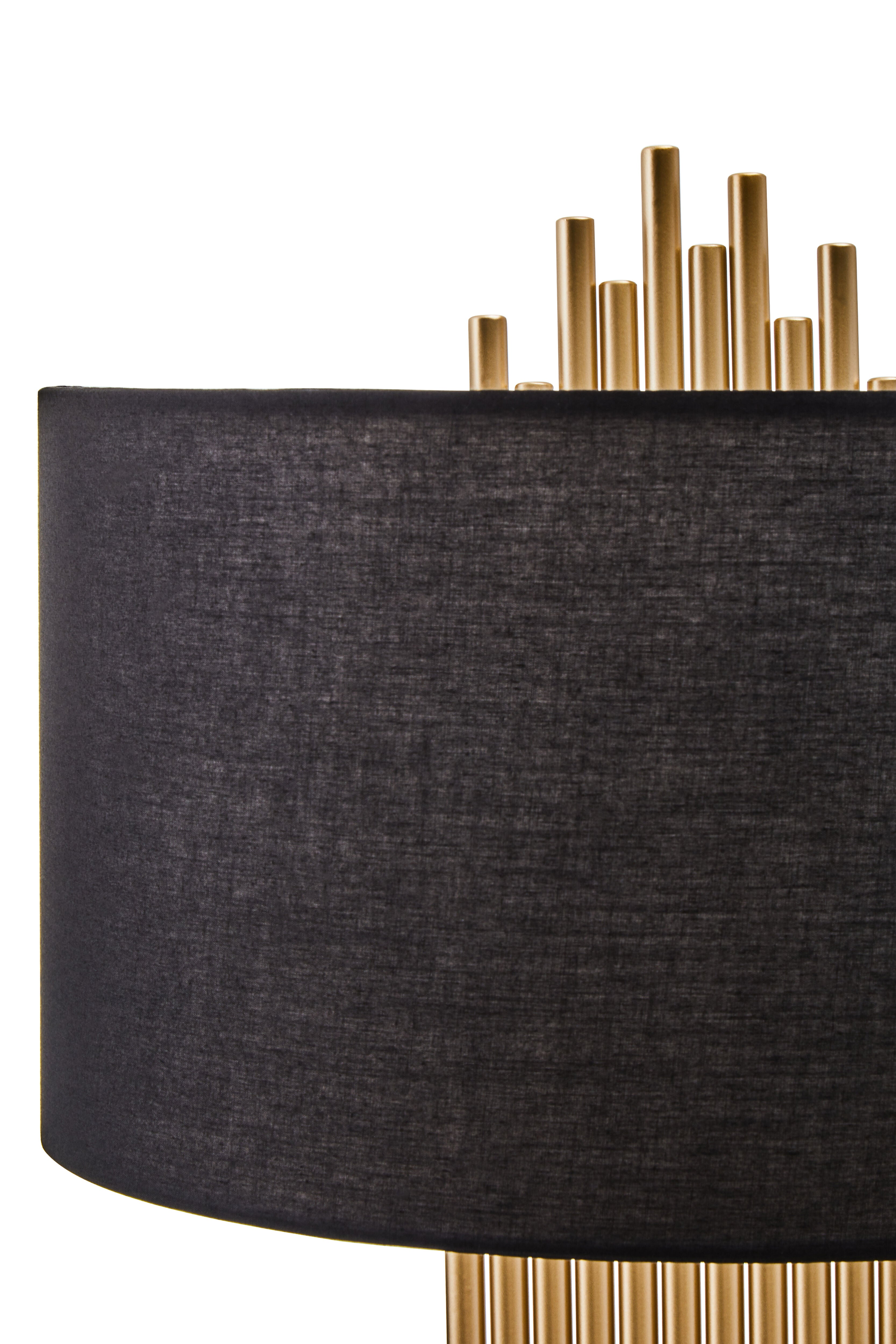 Gabelle Gold Rod & Black Linen Table Lamp