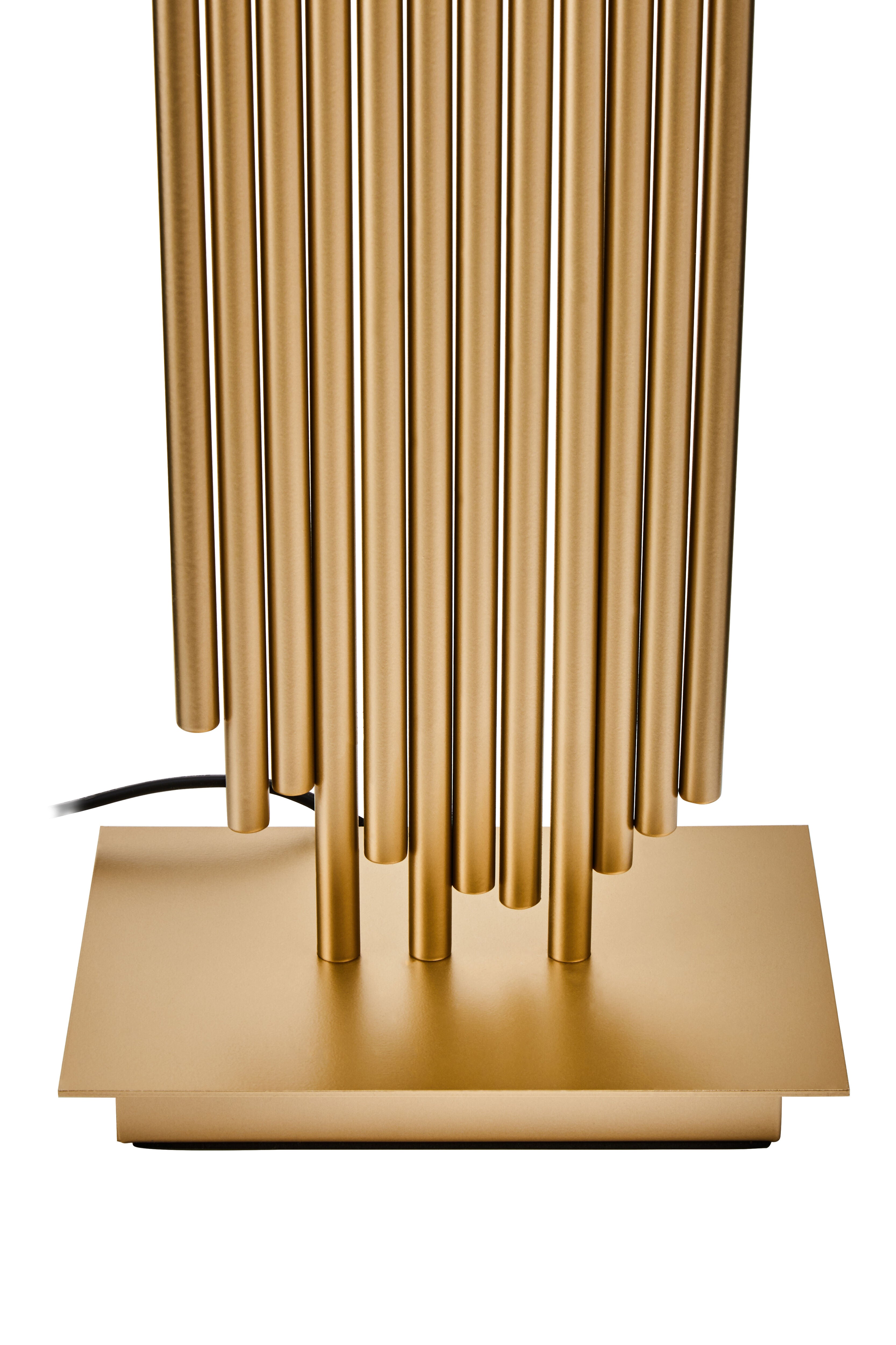 Gabelle Gold Rod & Black Linen Table Lamp