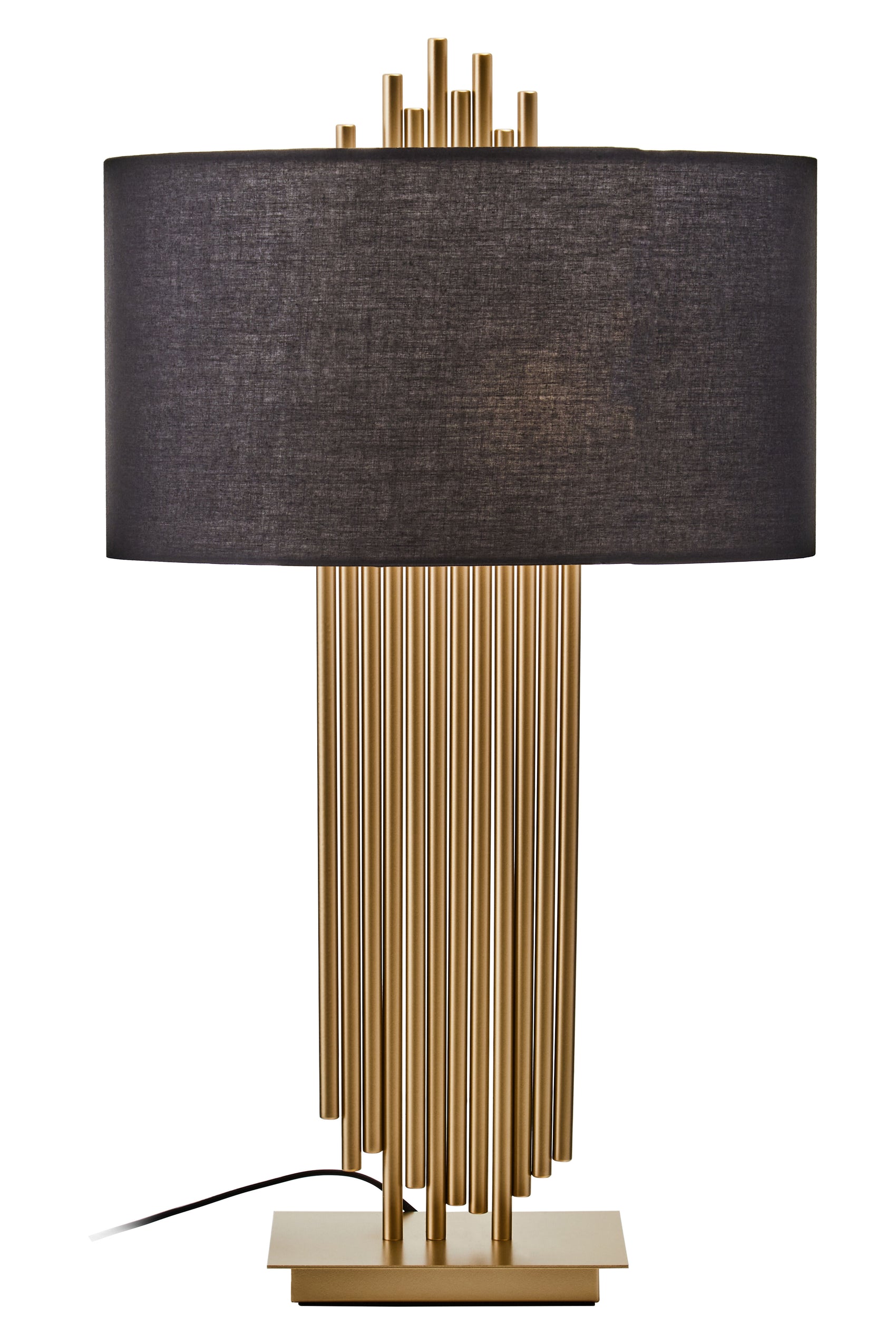 Gabelle Gold Rod & Black Linen Table Lamp