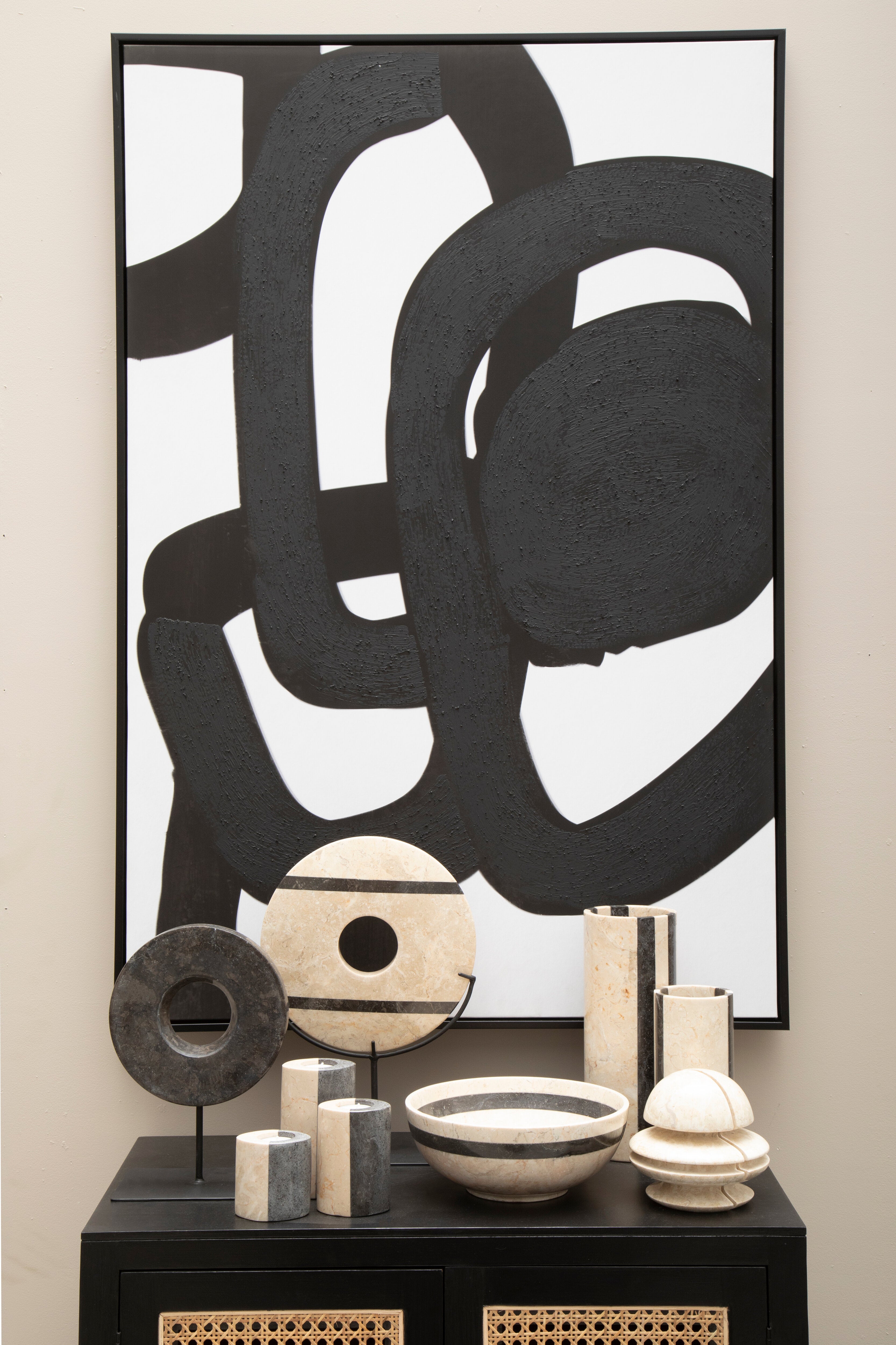 Set Of 2 Noah Abstract Patterns Black & White Wall Art