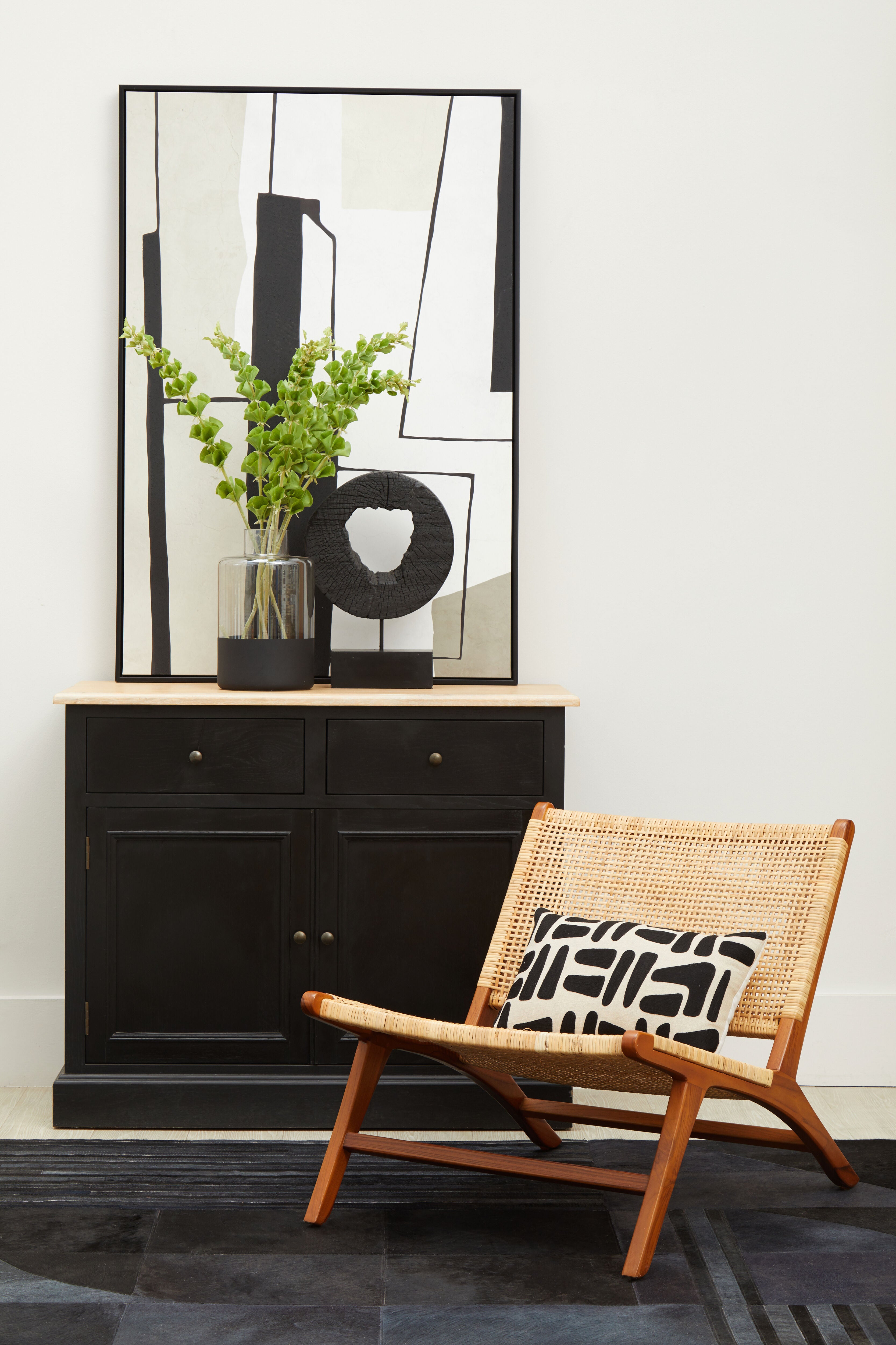 Noah Abstract Black & Grey Brushstrokes Wall Art