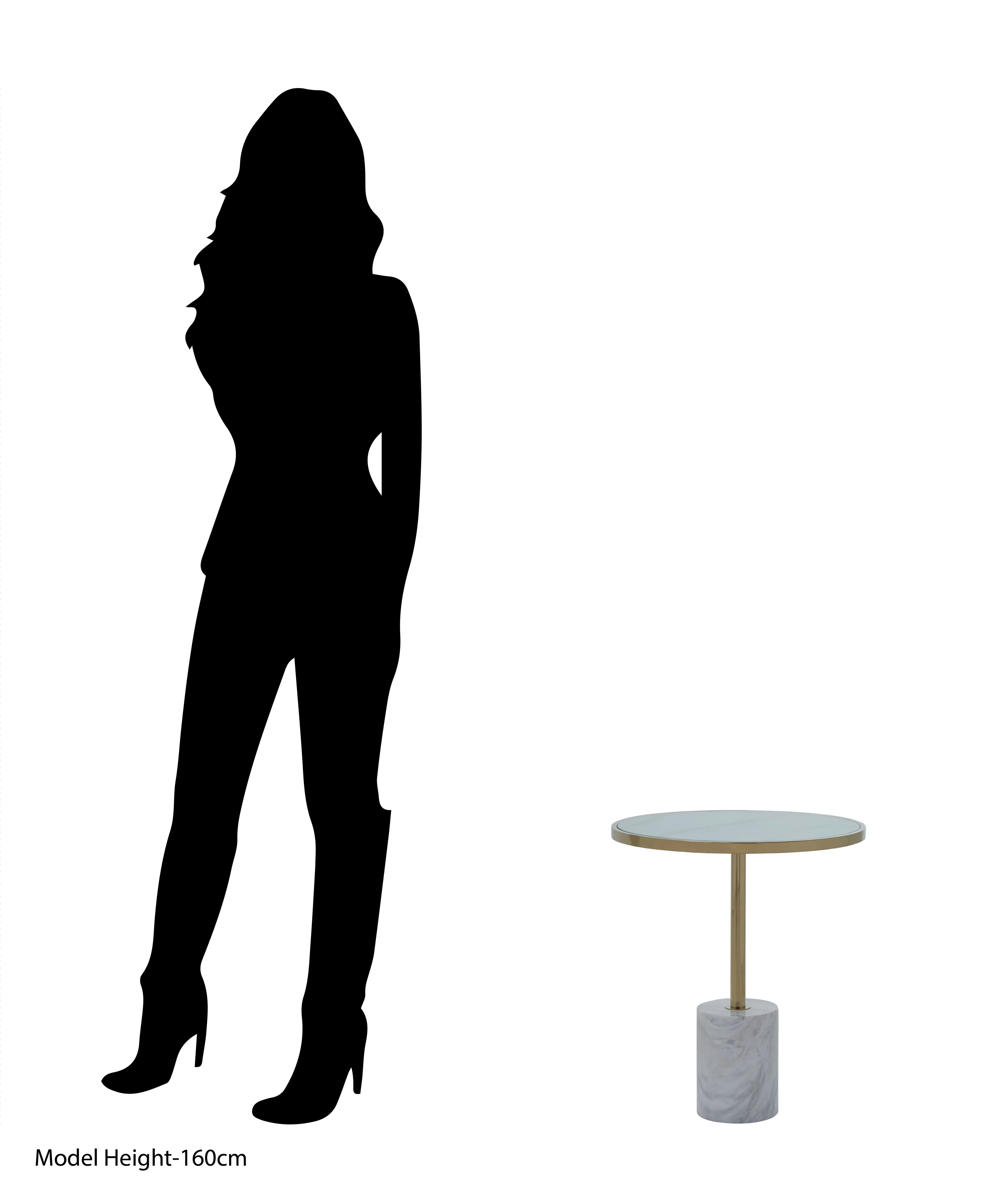 Dyer White Marble & Gold Round Side Table