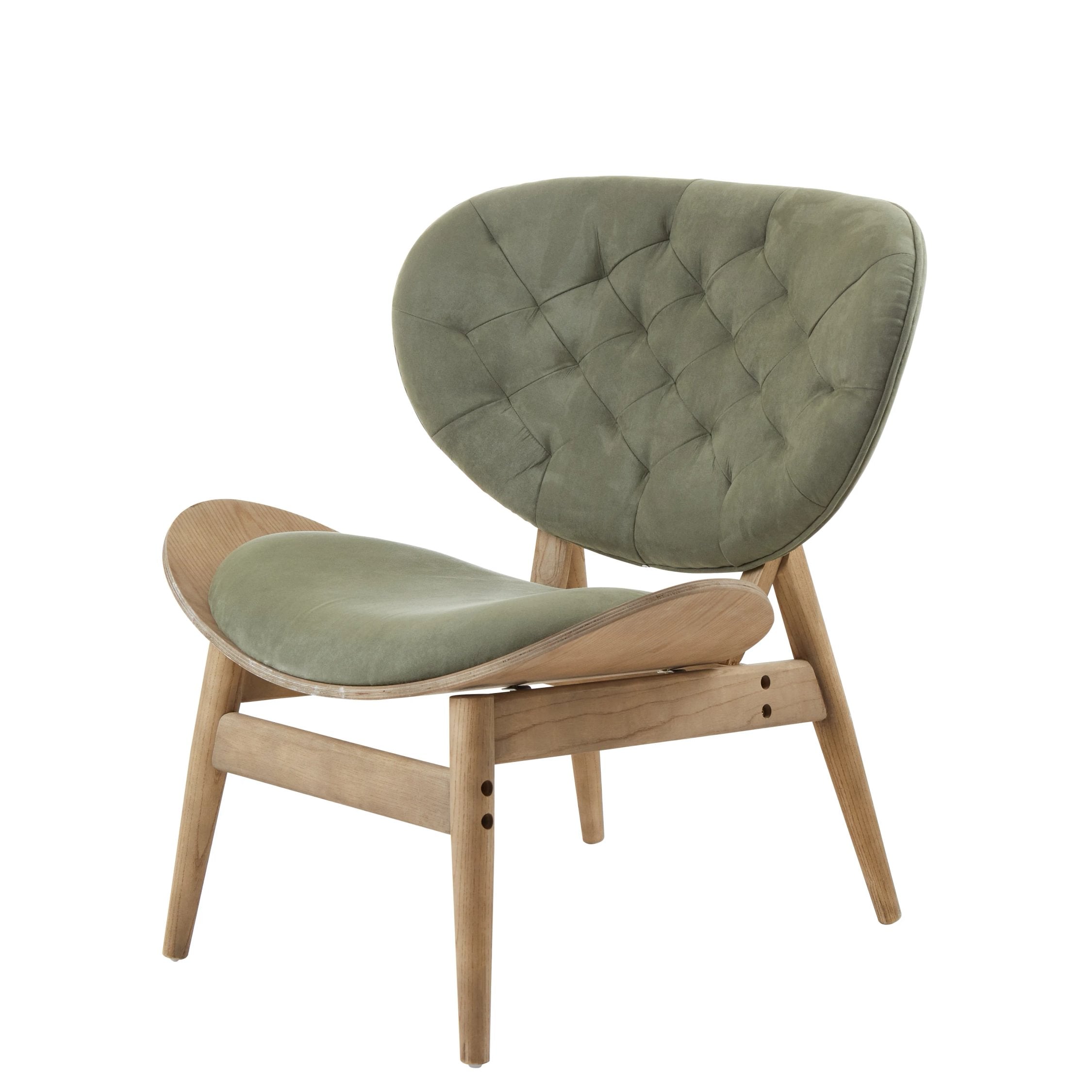 Windsor Green Velvet & Grey Elm Wood Chair