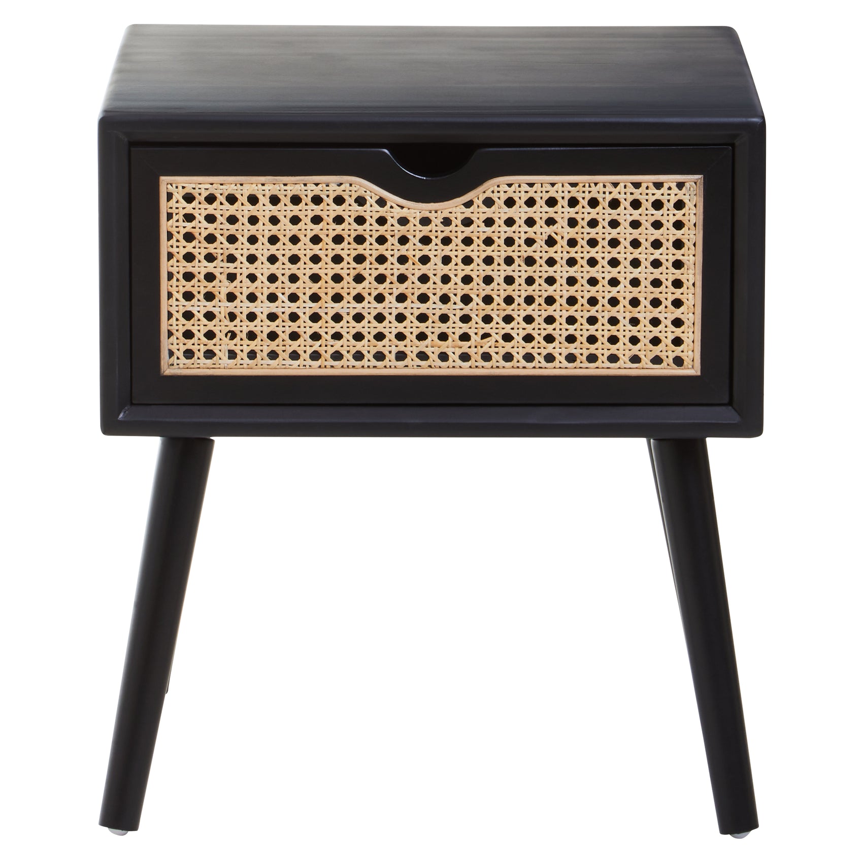 Esster Black Elm Wood & Natural Rattan Side Table