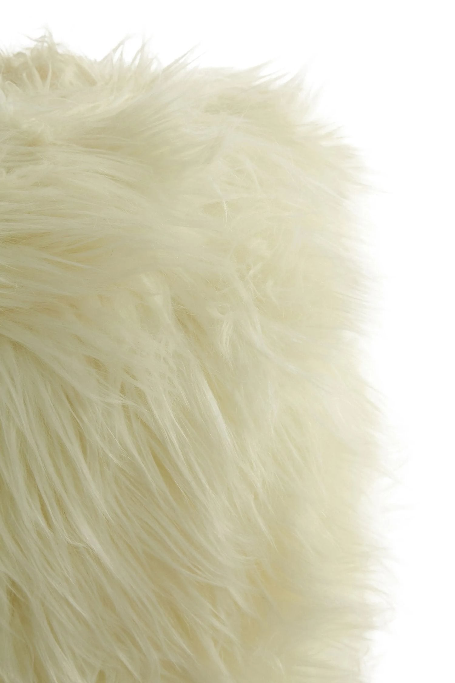 Kalahari White Faux Fur Round Footstool