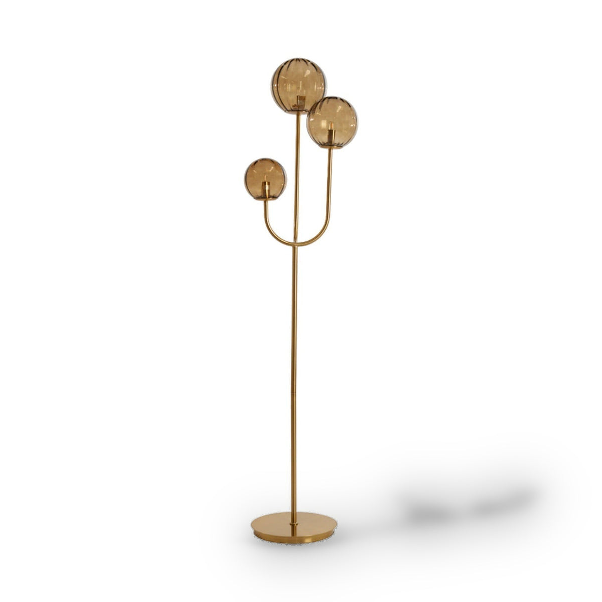 Magdala Brown Glass & Gold 3 Light Floor Lamp