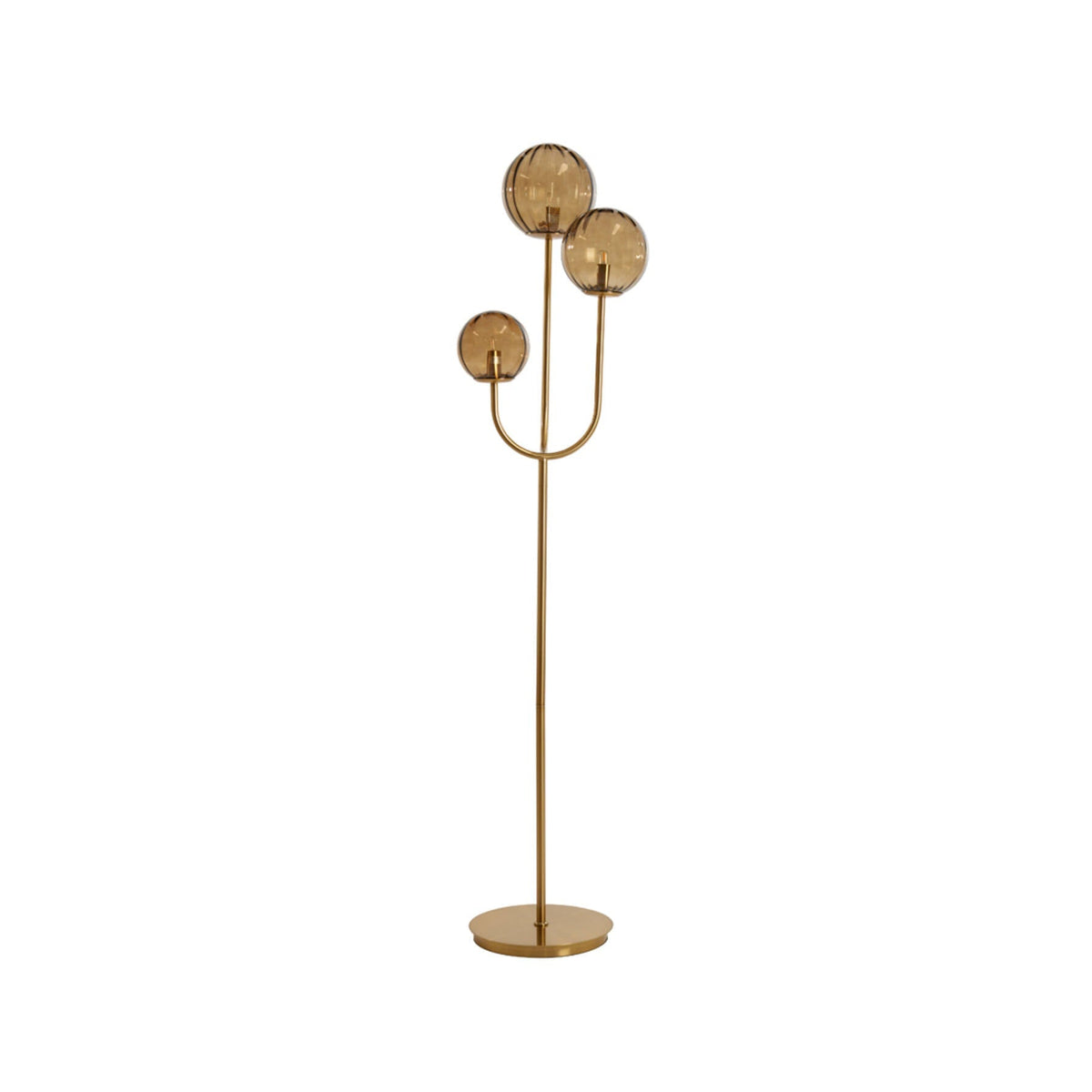 Magdala Brown Glass & Gold 3 Light Floor Lamp
