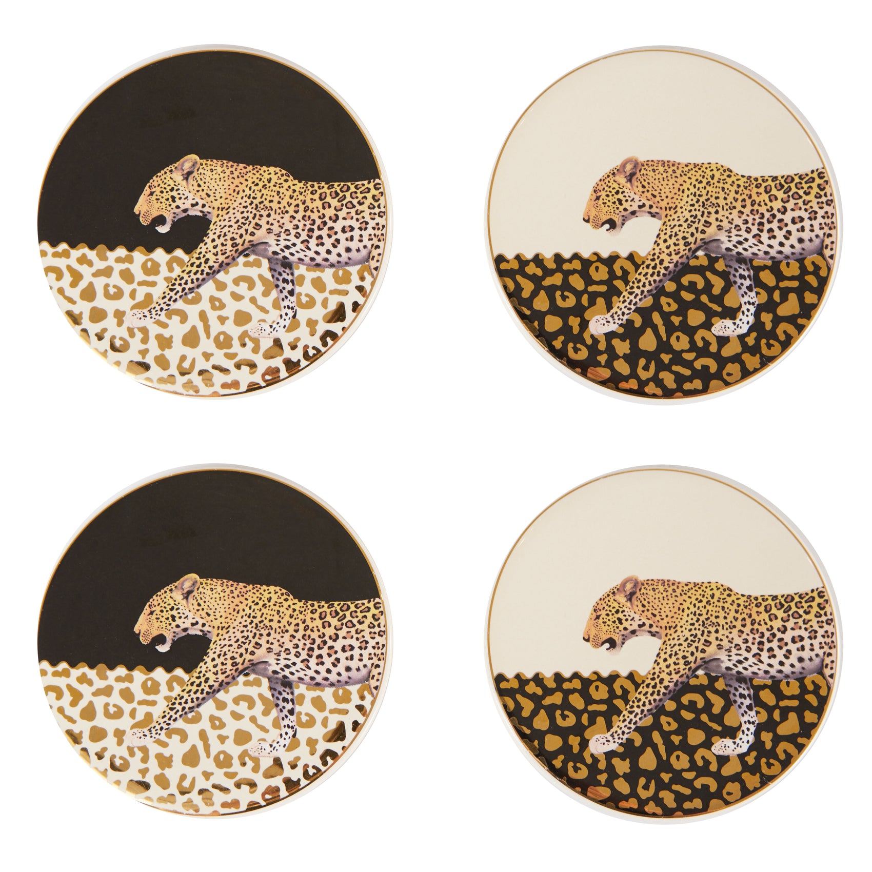 Set of 4 London Leopard Round Coasters