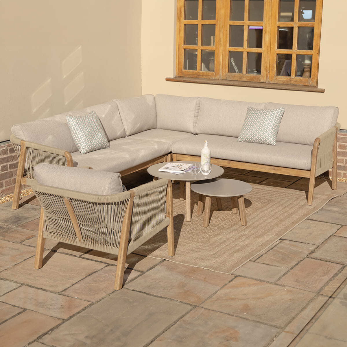 New Martinique Corner Sofa Set & Armchair - Light Brown
