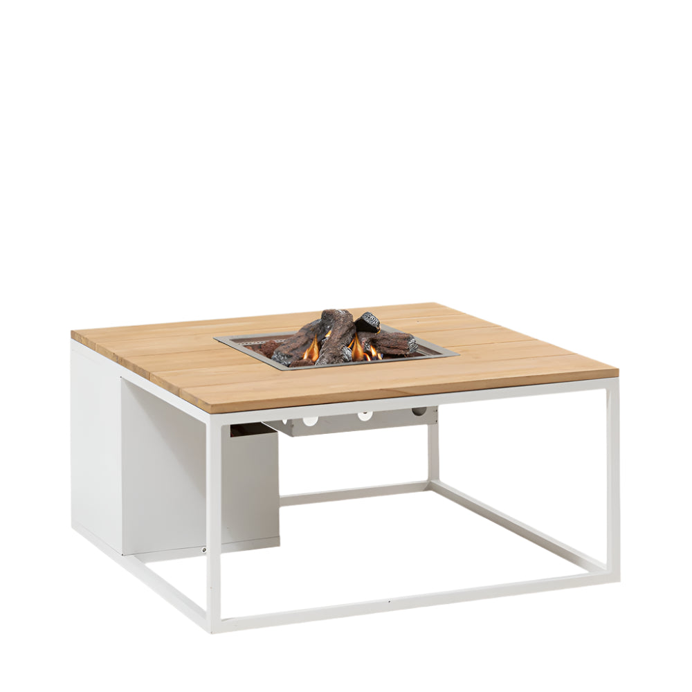 Cosiloft 100 White and Teak Fire Pit Table