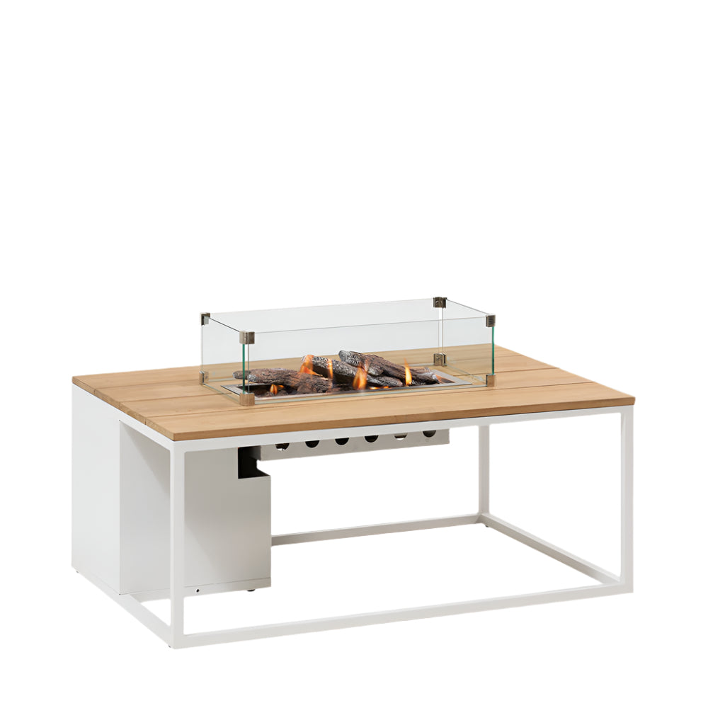Cosiloft 120 White and Teak Fire Pit Table