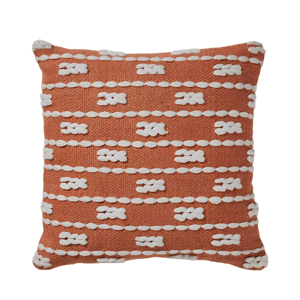 Terracotta & White Braid Design Scatter Cushion Indoor/Outdoor