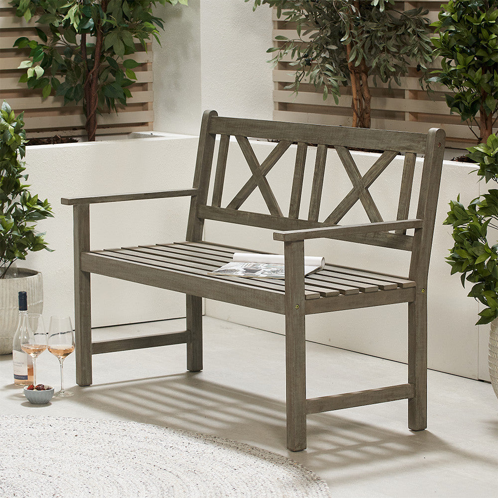 Cambridge Antique Grey Outdoor 2 Seater Bench