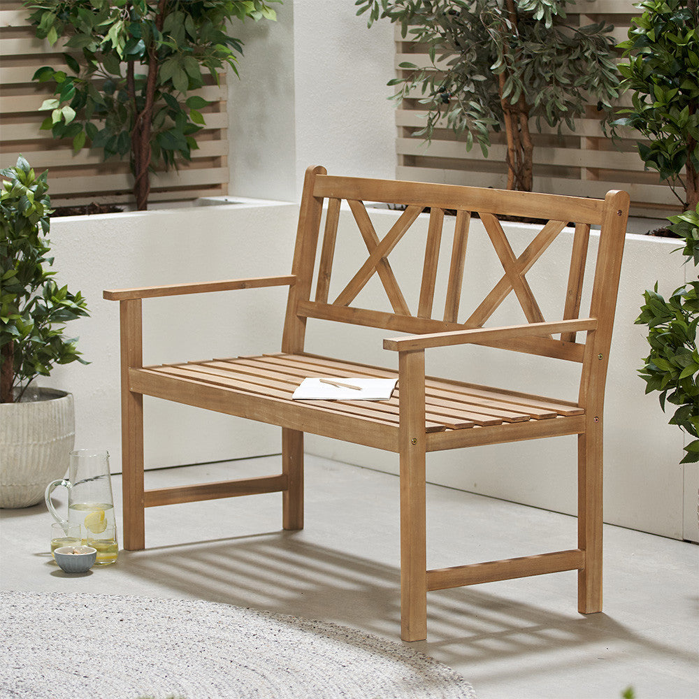 Cambridge Light Teak Outdoor 2 Seater Bench