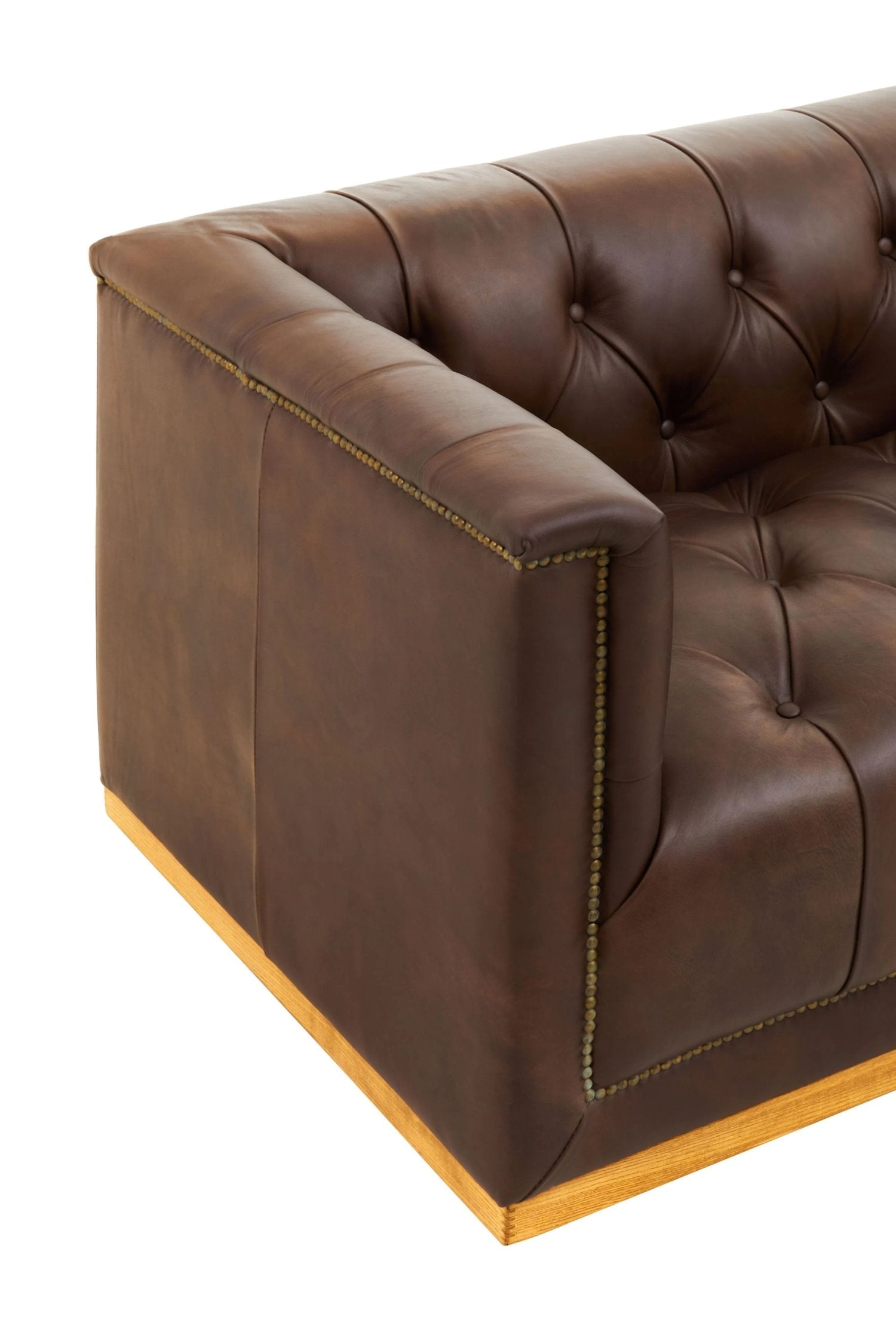 Burlington Dark Brown Leather 3 Seater Modern Chesterfield Sofa 238 x 88 x 64cm