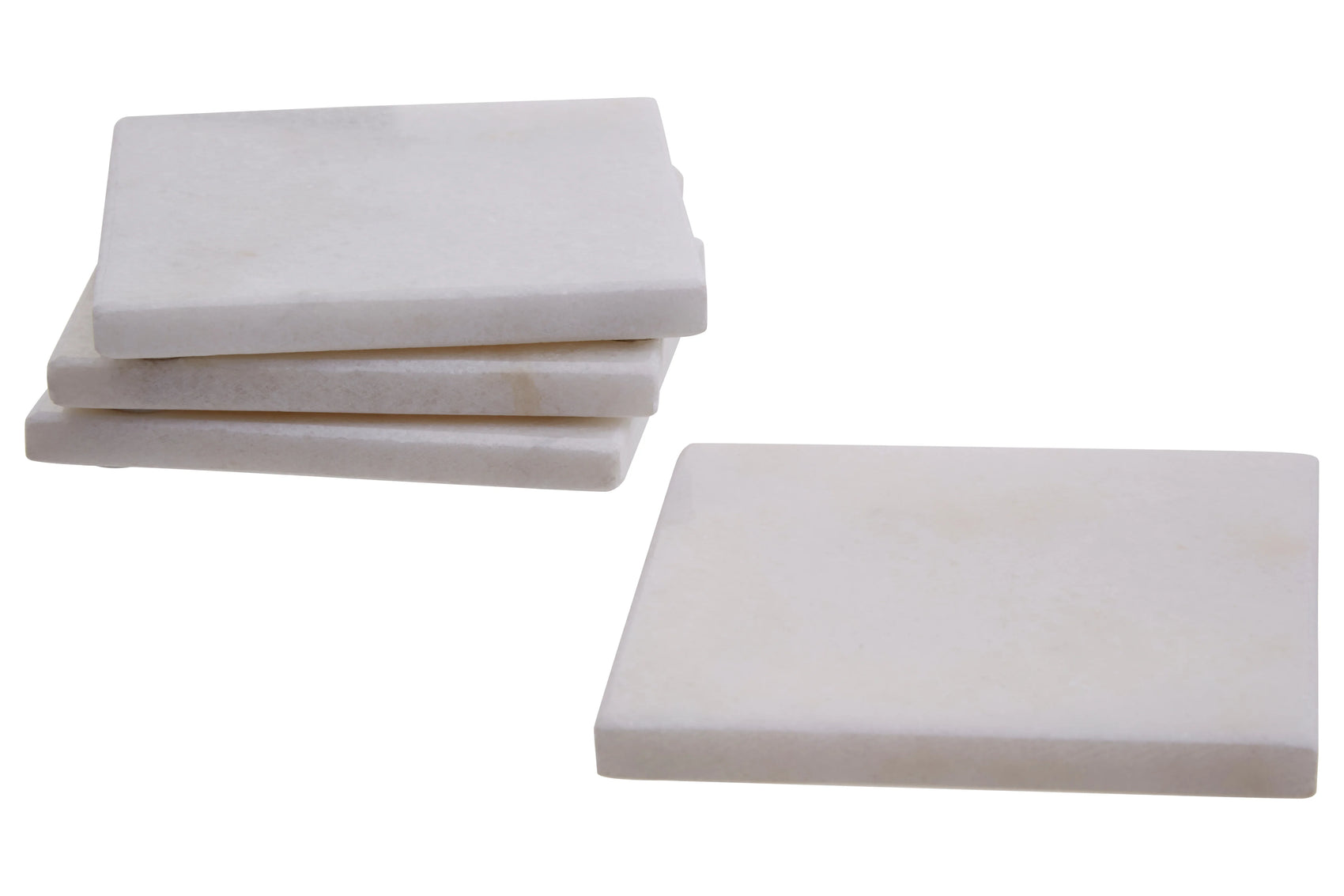 Set of 4 Trevi White Marble Square Coasters
