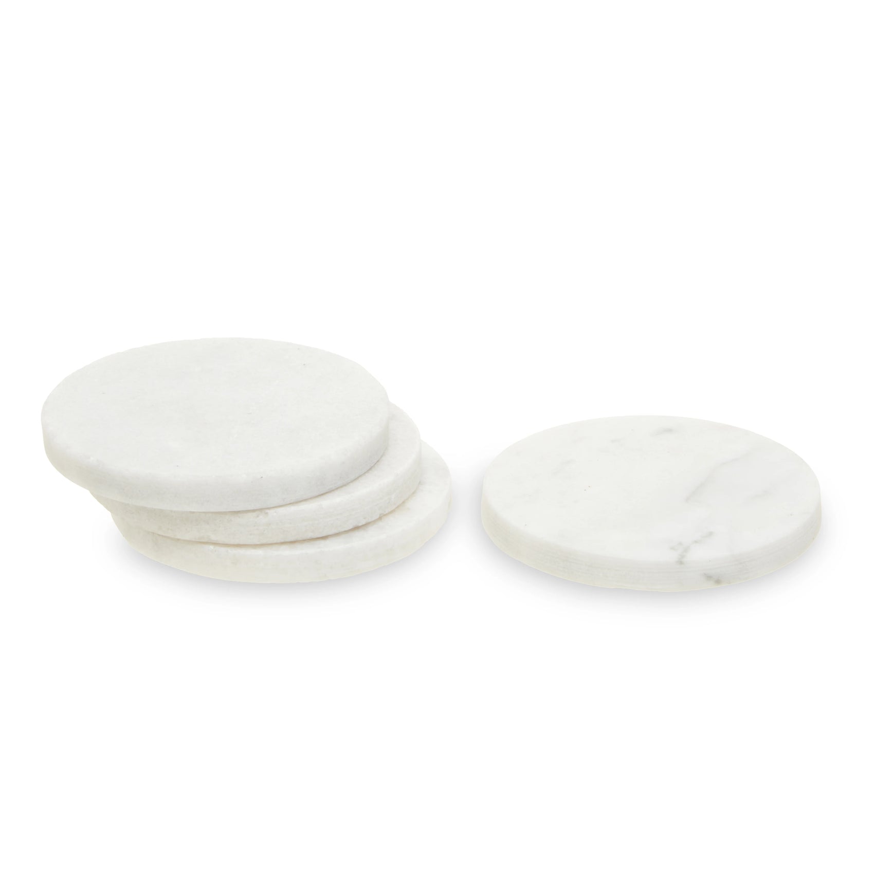 Set of 4 Trevi White Marble Round Coasters