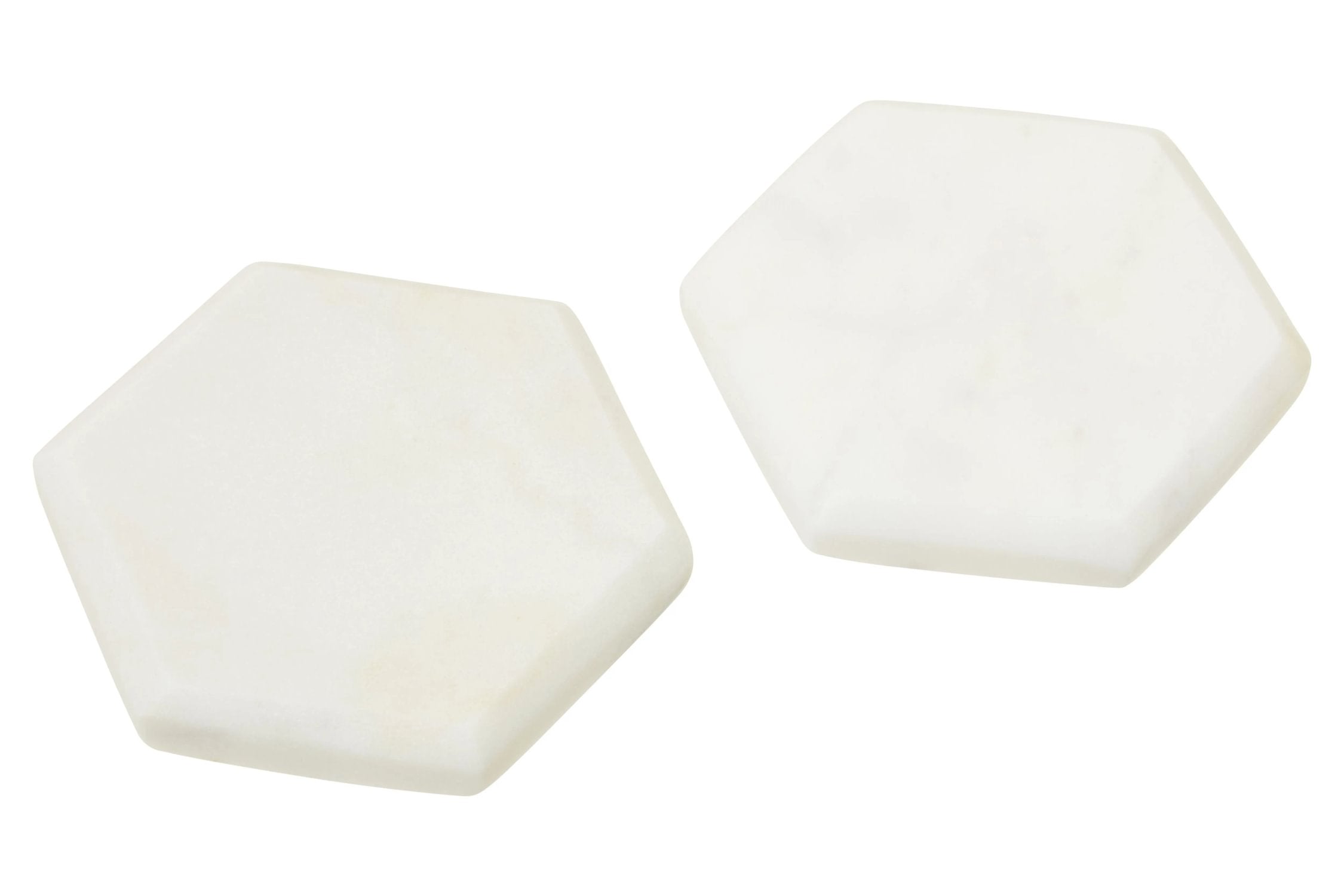 Set of 4 Lucca White Marble Hexagonal Coasters