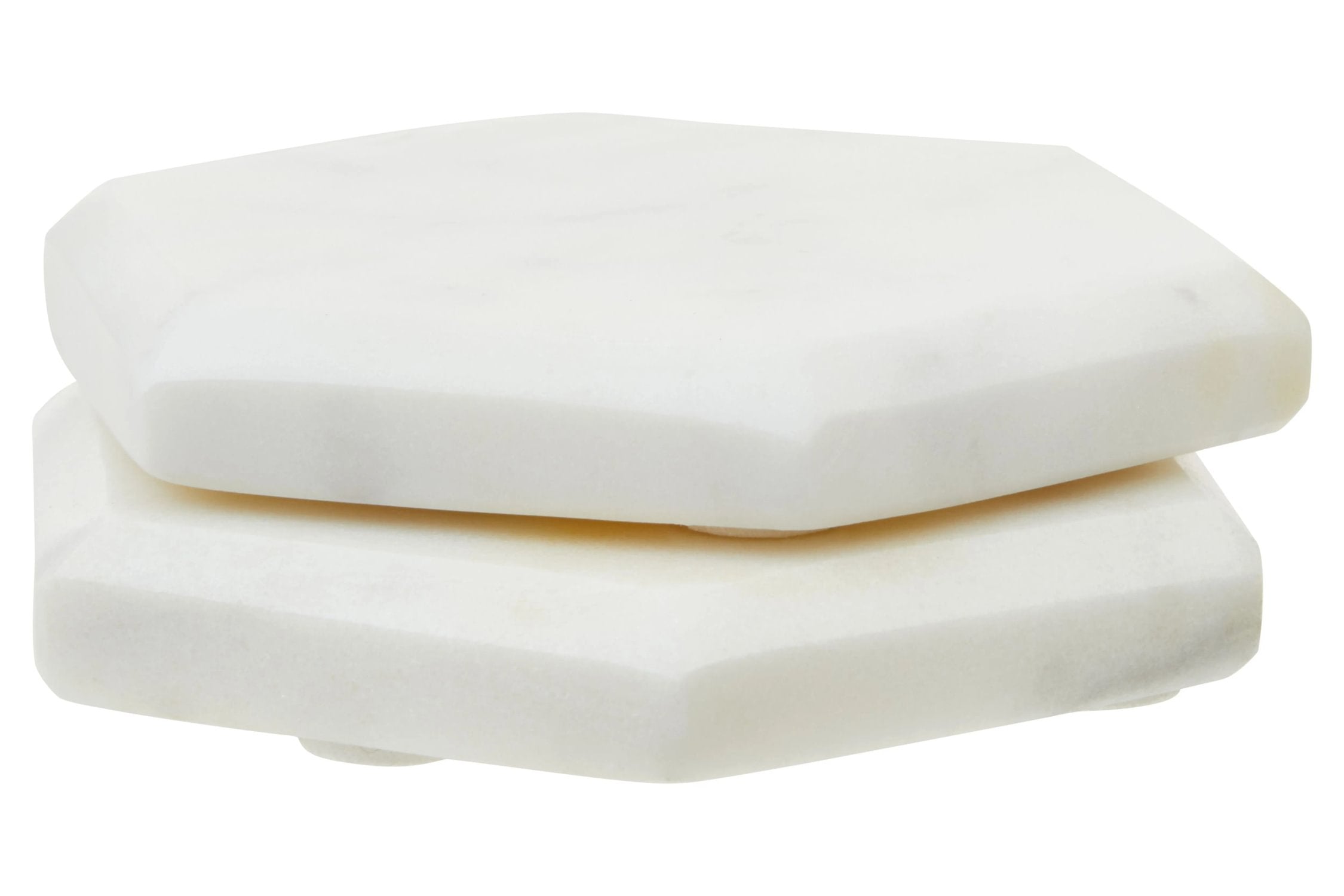 Set of 4 Lucca White Marble Hexagonal Coasters