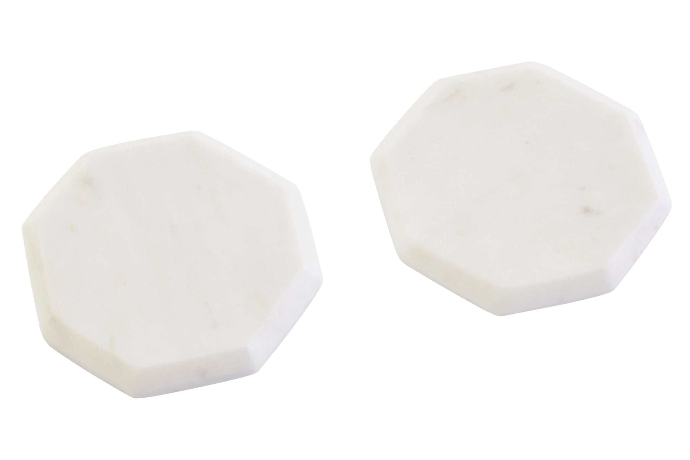 Set of 4 Lucca White Marble Octagonal Coasters