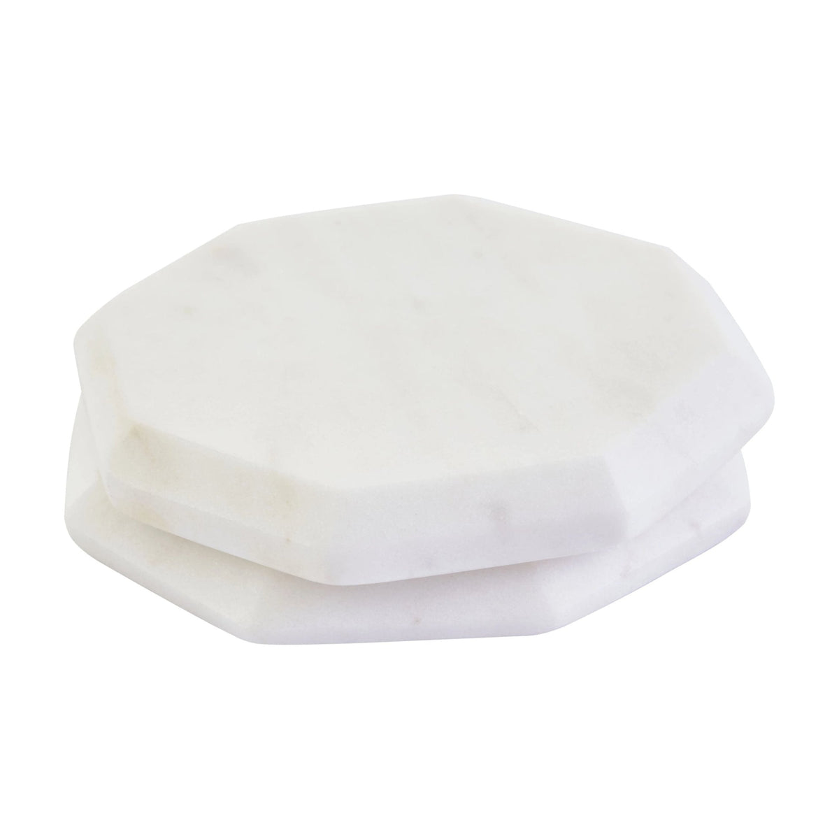 Set of 4 Lucca White Marble Octagonal Coasters