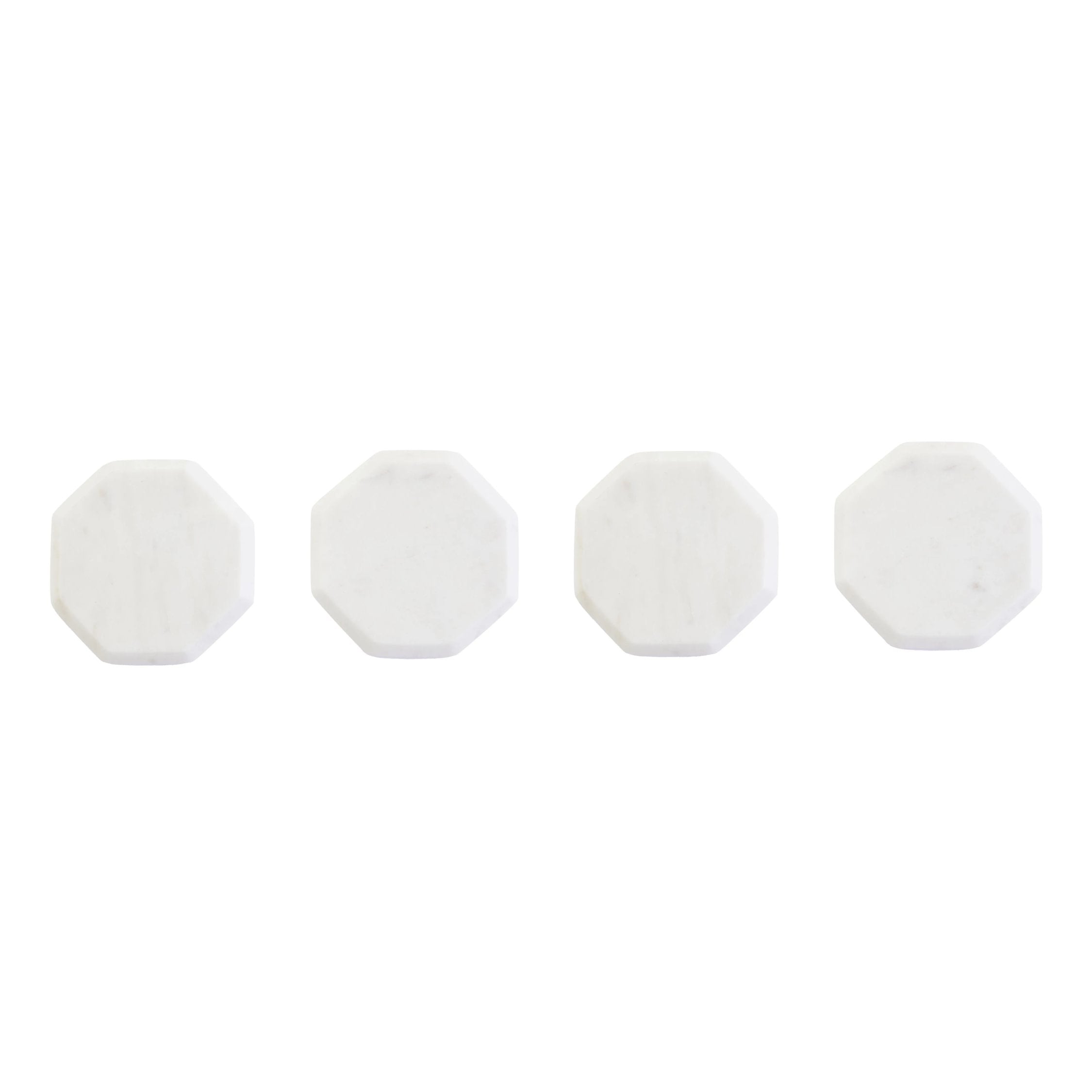 Set of 4 Lucca White Marble Octagonal Coasters