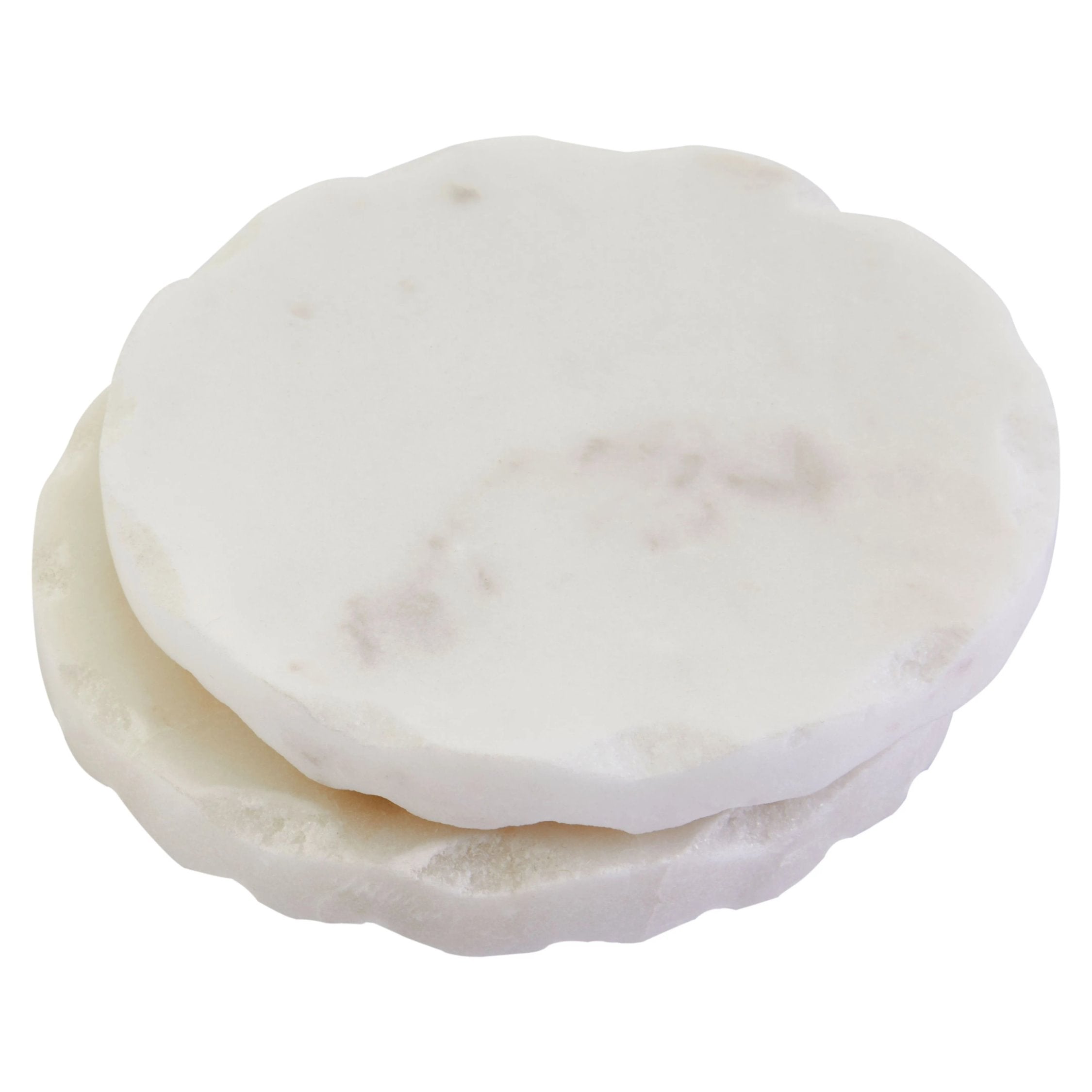Set of 4 Lucca White Marble Rustic Edge Coasters