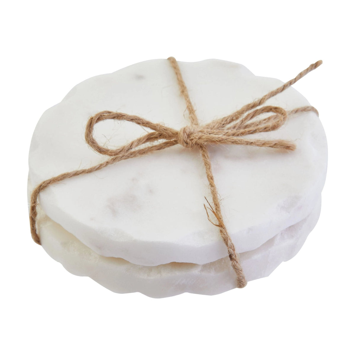 Set of 4 Lucca White Marble Rustic Edge Coasters