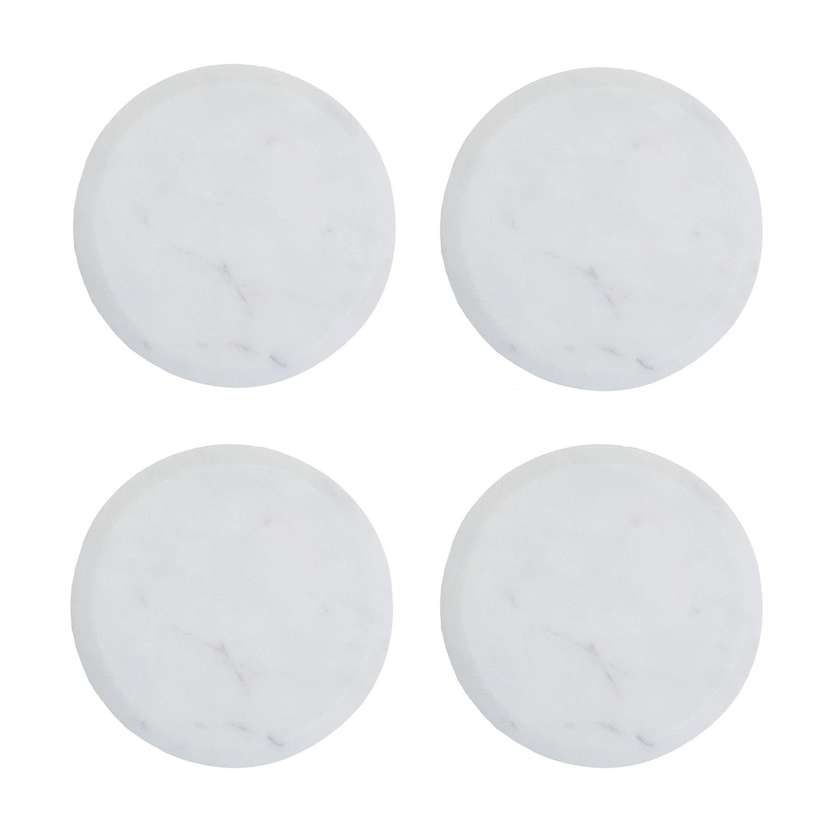 Set of 4 Lucca Round White Marble Coasters
