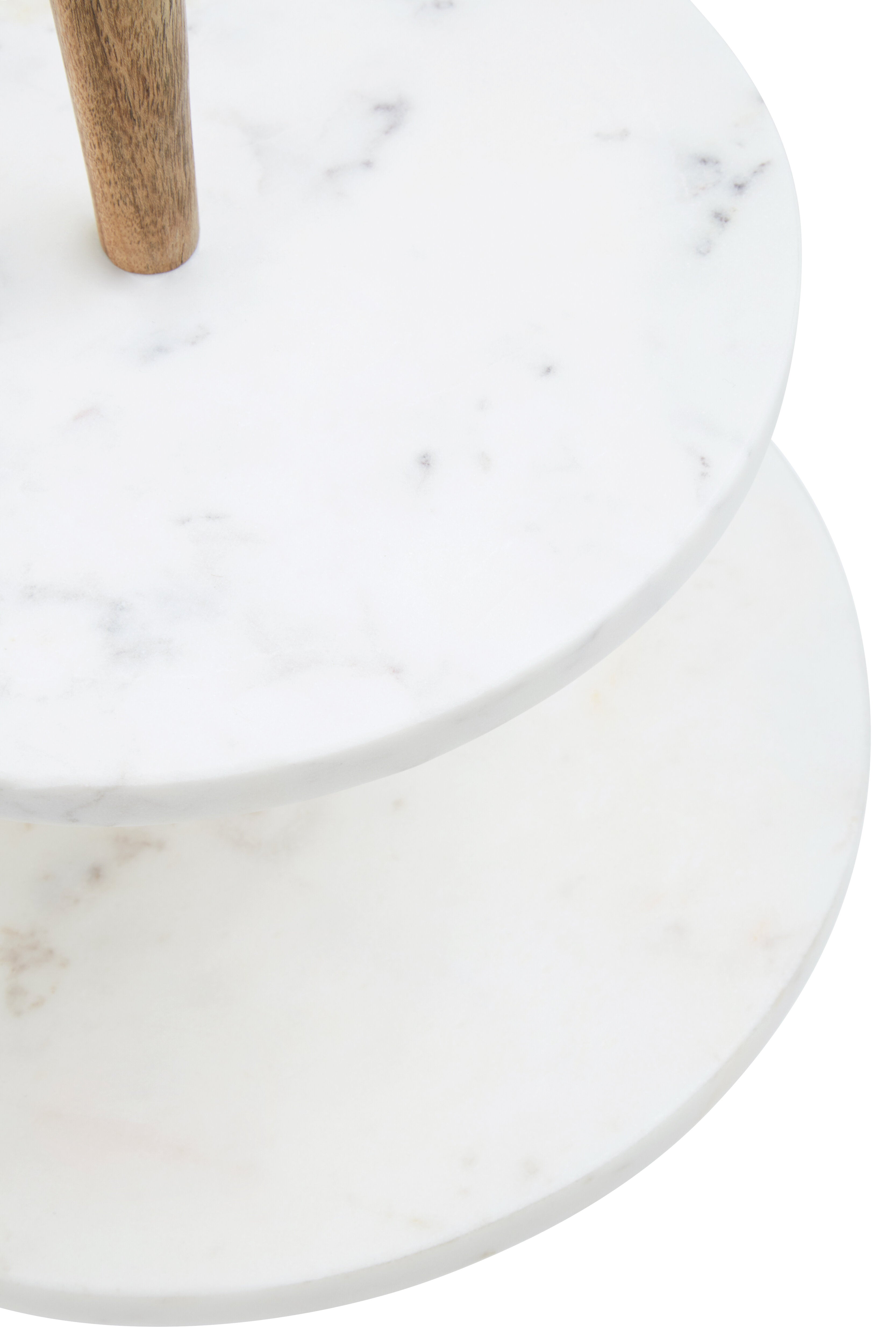 Burano White Marble & Acacia Wood 2 Tier Cake Stand