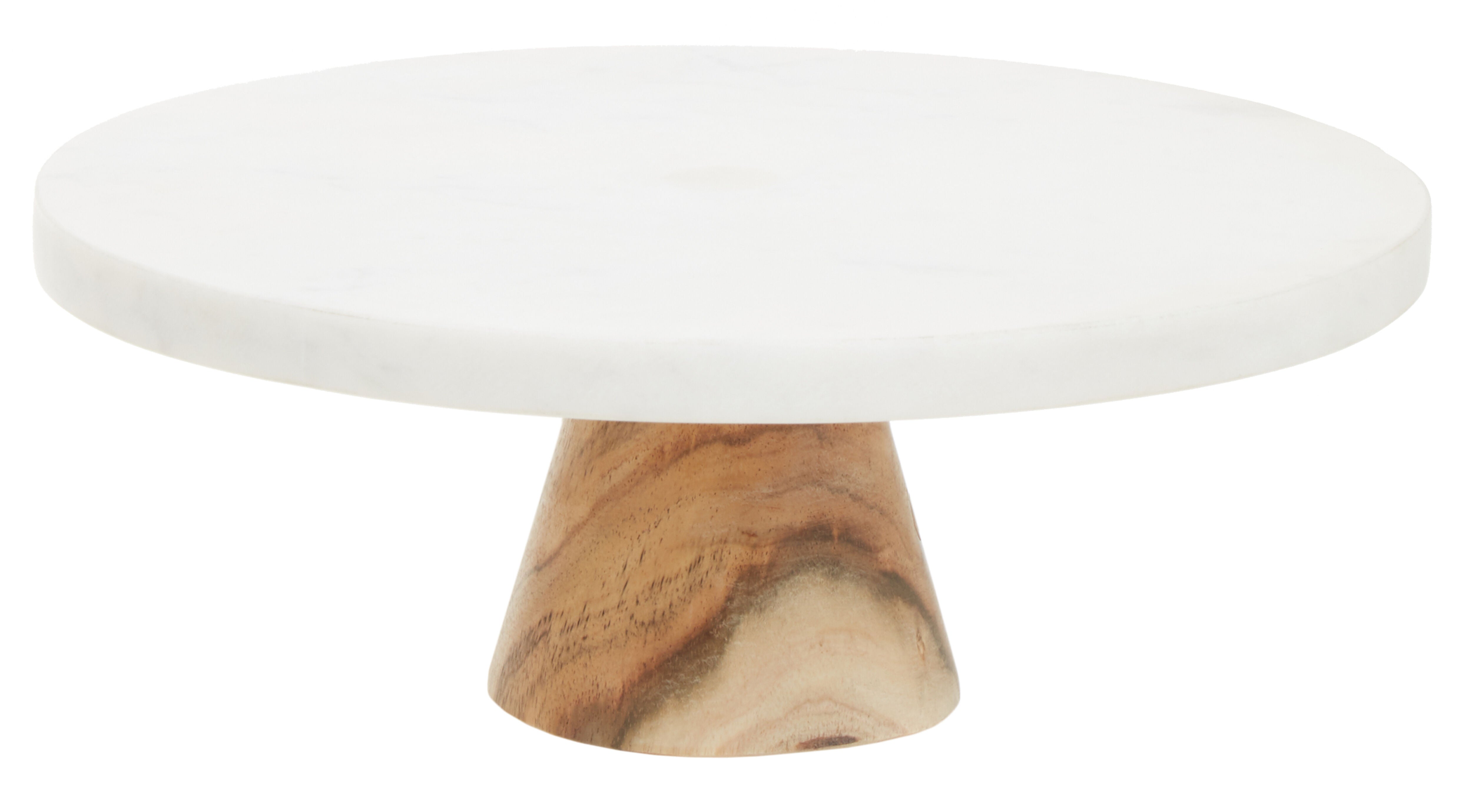 Burano White Marble & Acacia Wood Cake Stand