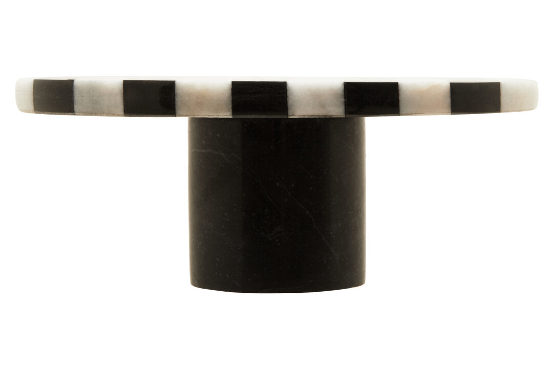 Marie Small Black & White Marble Round Cake Stand