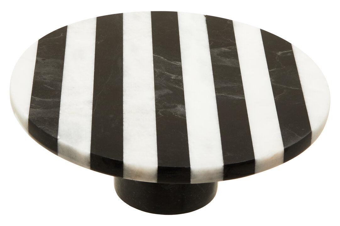 Marie Small Black & White Marble Round Cake Stand