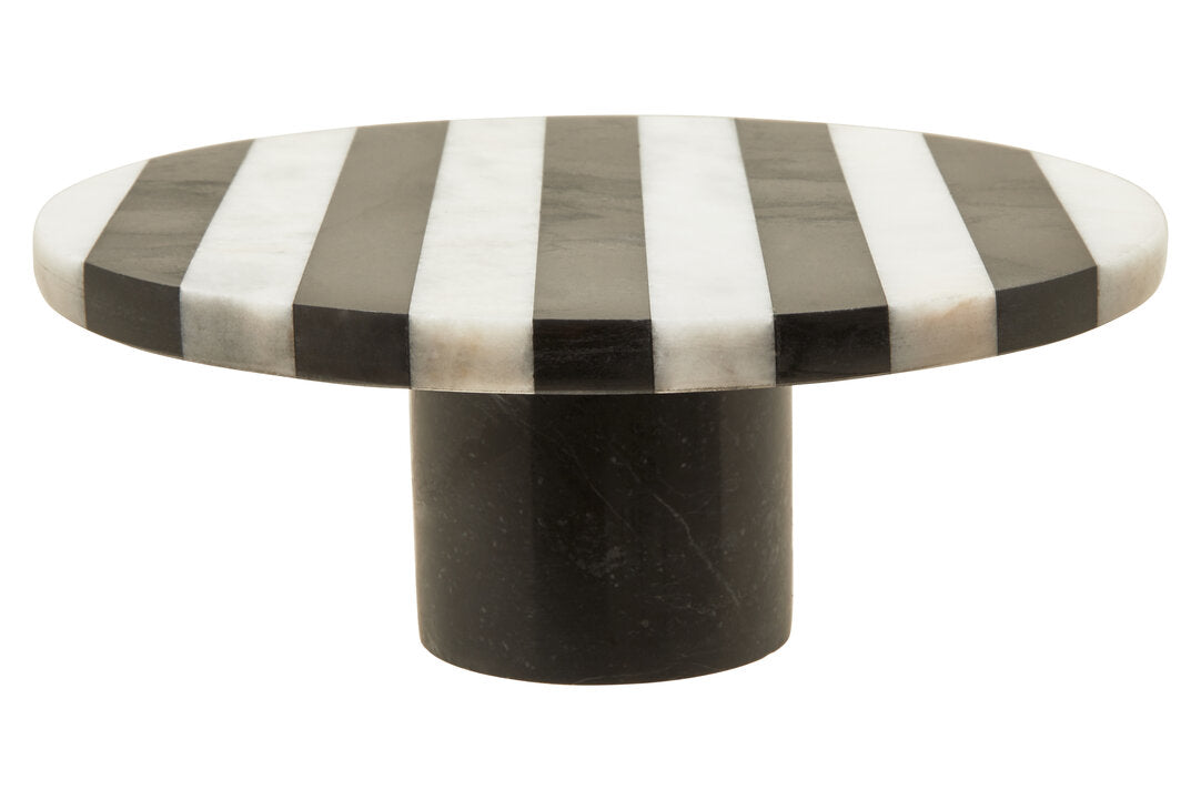 Marie Small Black & White Marble Round Cake Stand