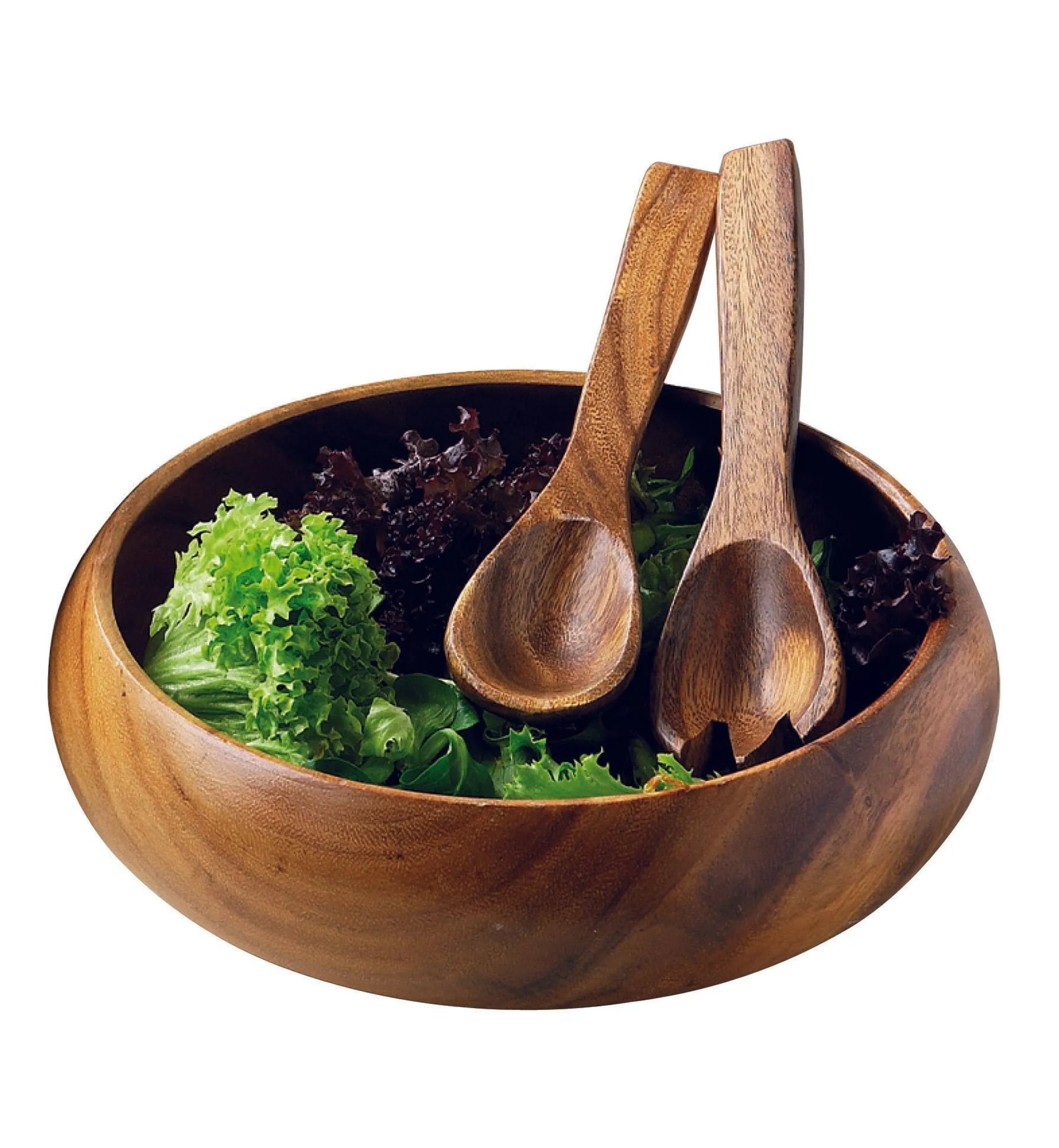 Arden Large Acacia Wood Round Salad Bowl