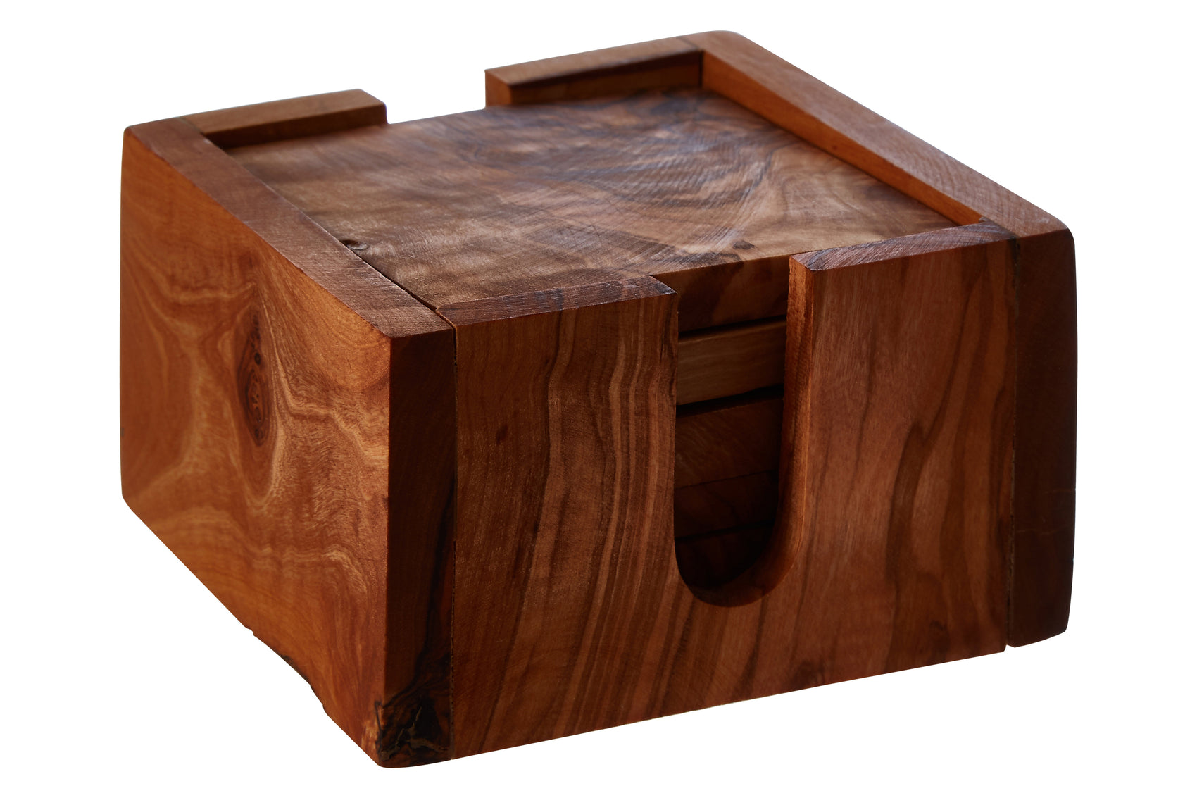 Set of 4 Rubin Natural Olive Wood Square Coasters