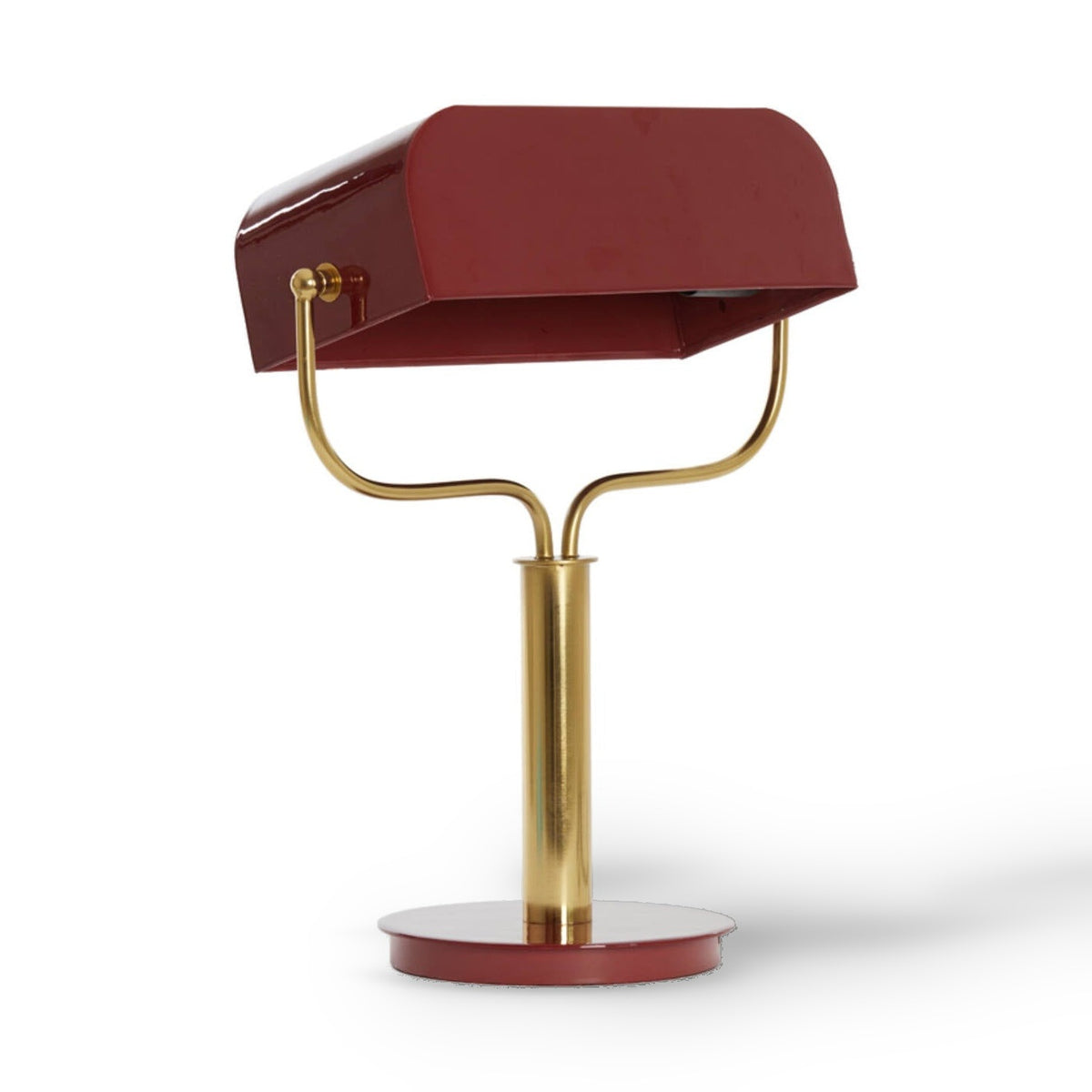 Ayer Gloss Burgundy & Gold Metal Banker Table Lamp
