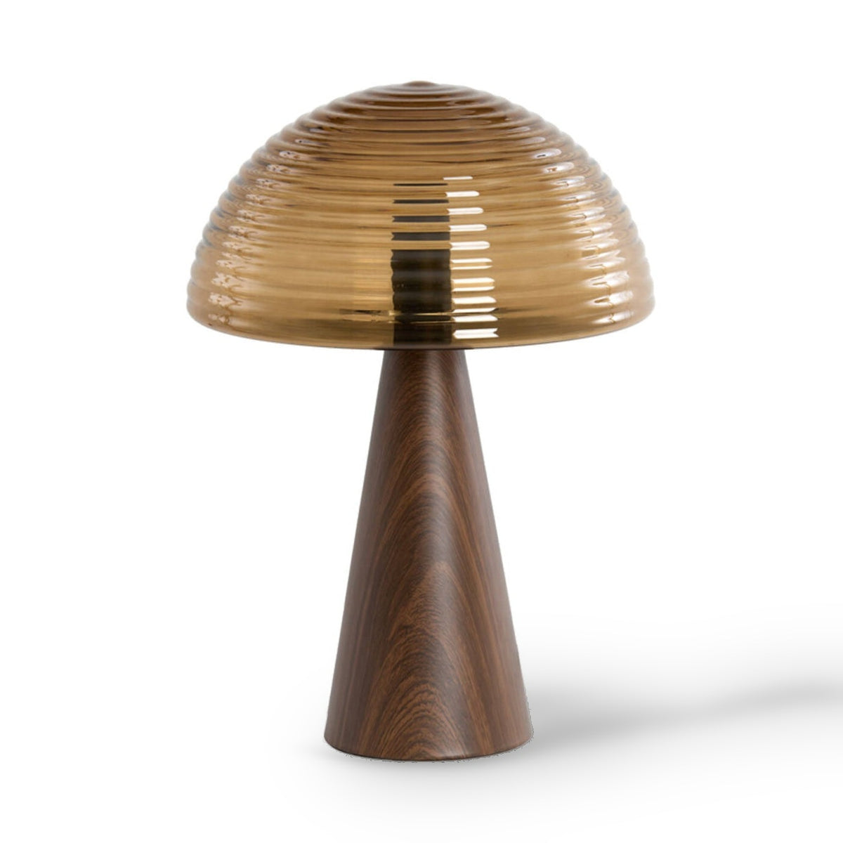 Mueda Brown Glass Ribbed Mushroom Table Lamp
