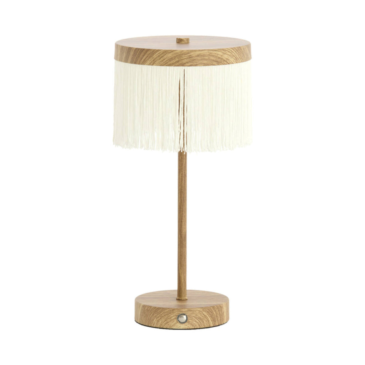 Diny Wood Effect & Cream LED Table Lamp