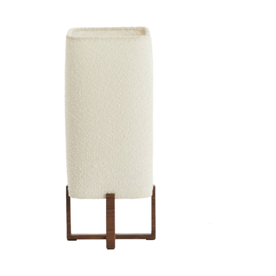 Wyn Dark Brown Wood Effect & Cream Bouclé Table Lamp 39cm